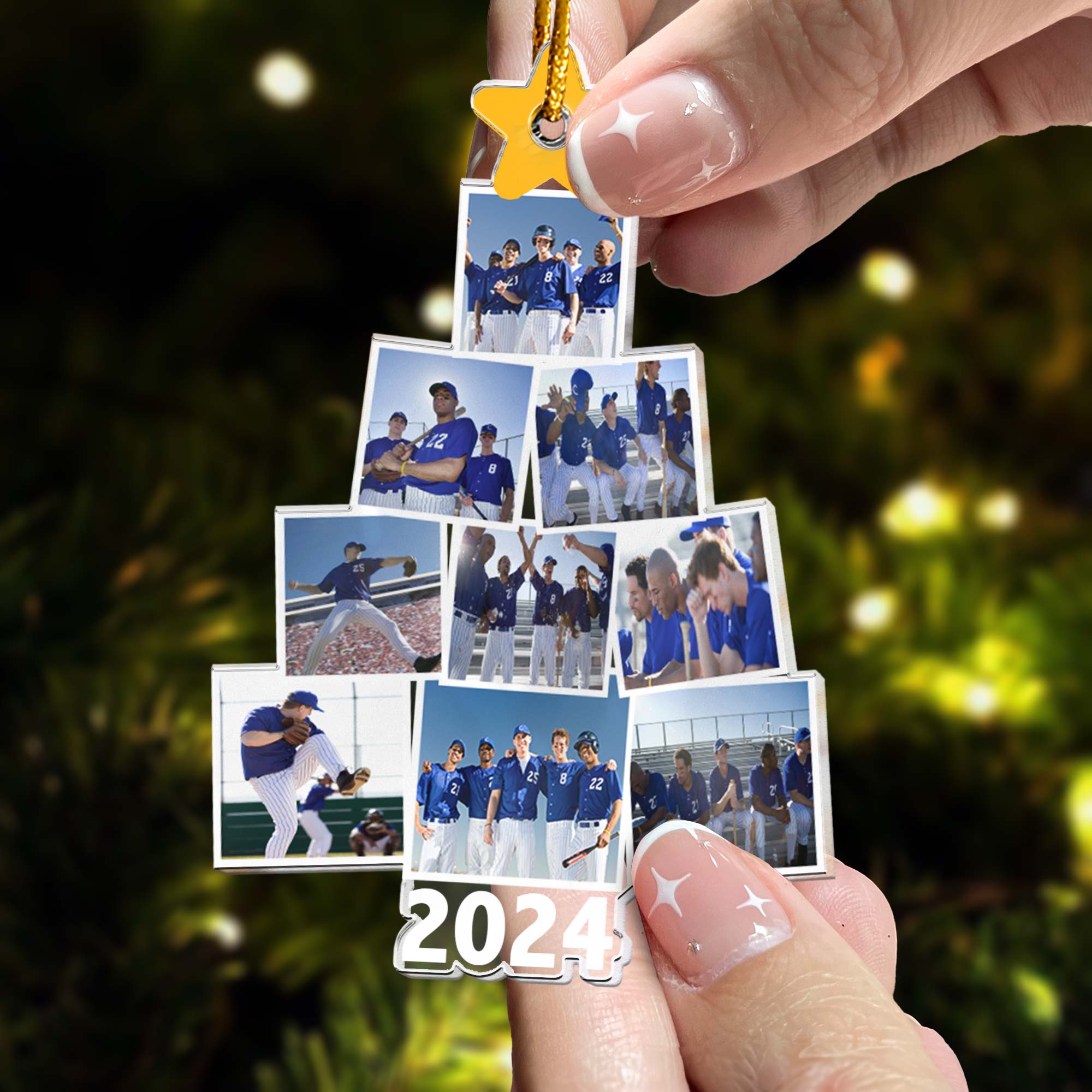 Photo Baseball Team Christmas Tree - Personalized Acrylic Photo Ornament ORN0810