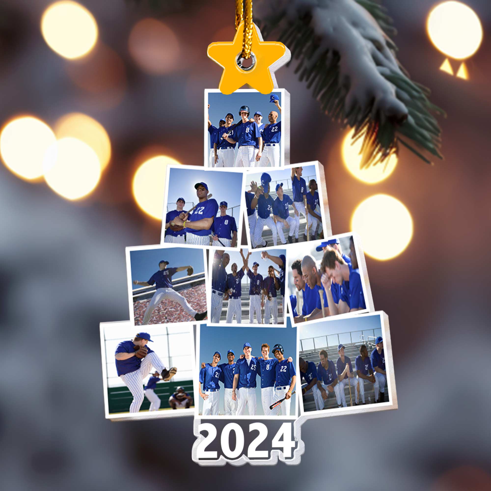 Photo Baseball Team Christmas Tree - Personalized Acrylic Photo Ornament ORN0810
