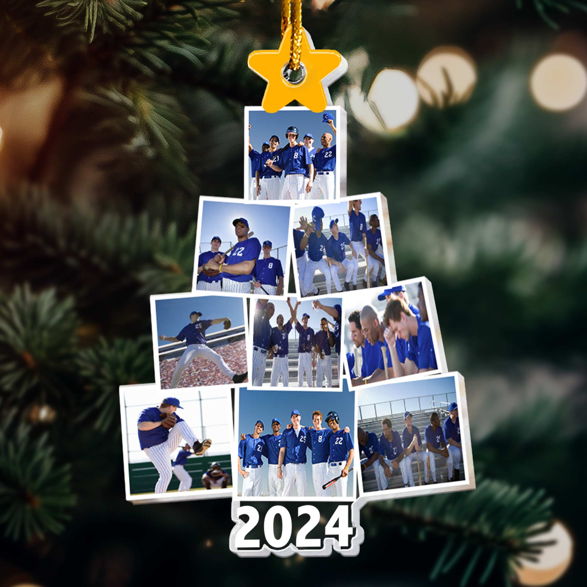 Photo Baseball Team Christmas Tree - Personalized Acrylic Photo Ornament ORN0810