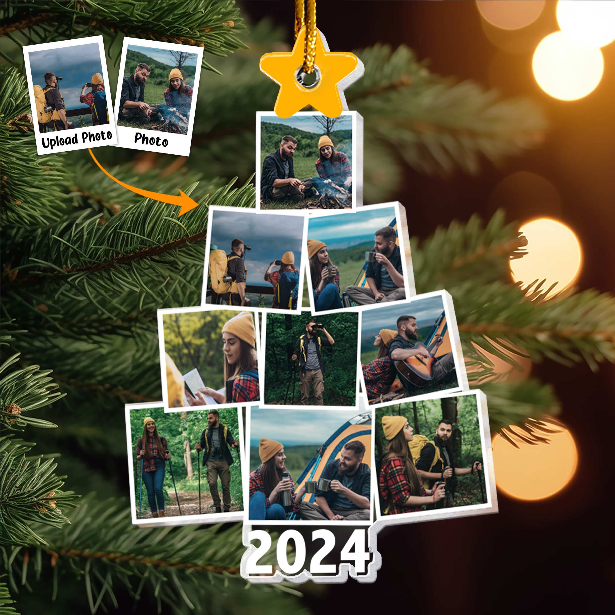 Photo Camping Christmas Tree - Personalized Acrylic Photo Ornament ORN0810