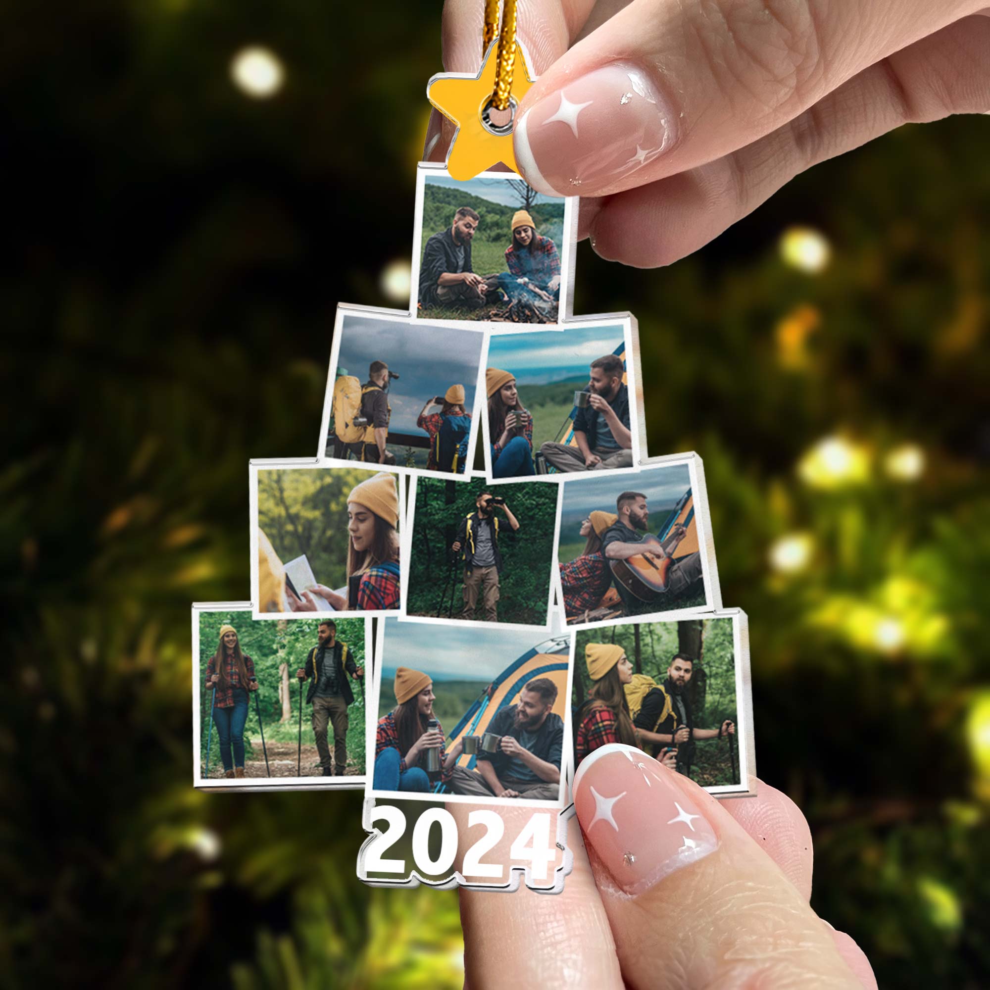 Photo Camping Christmas Tree - Personalized Acrylic Photo Ornament ORN0810