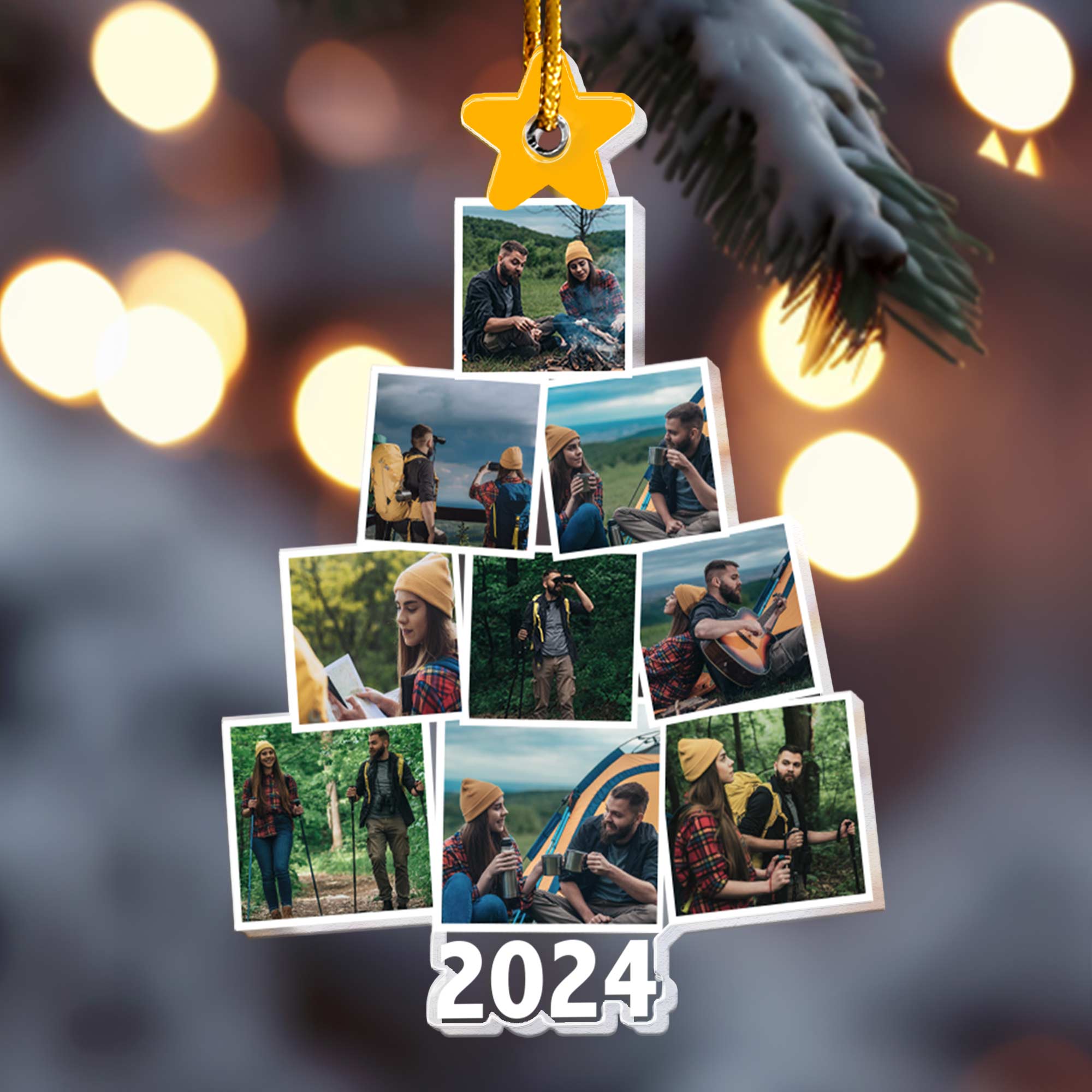 Photo Camping Christmas Tree - Personalized Acrylic Photo Ornament ORN0810