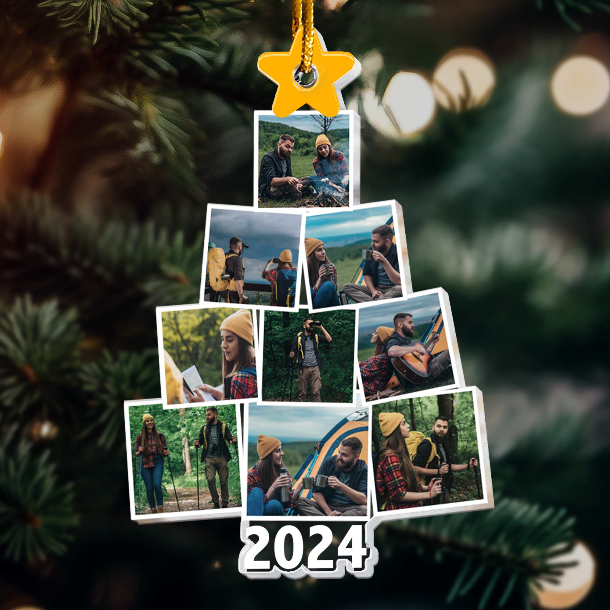 Photo Camping Christmas Tree - Personalized Acrylic Photo Ornament ORN0810