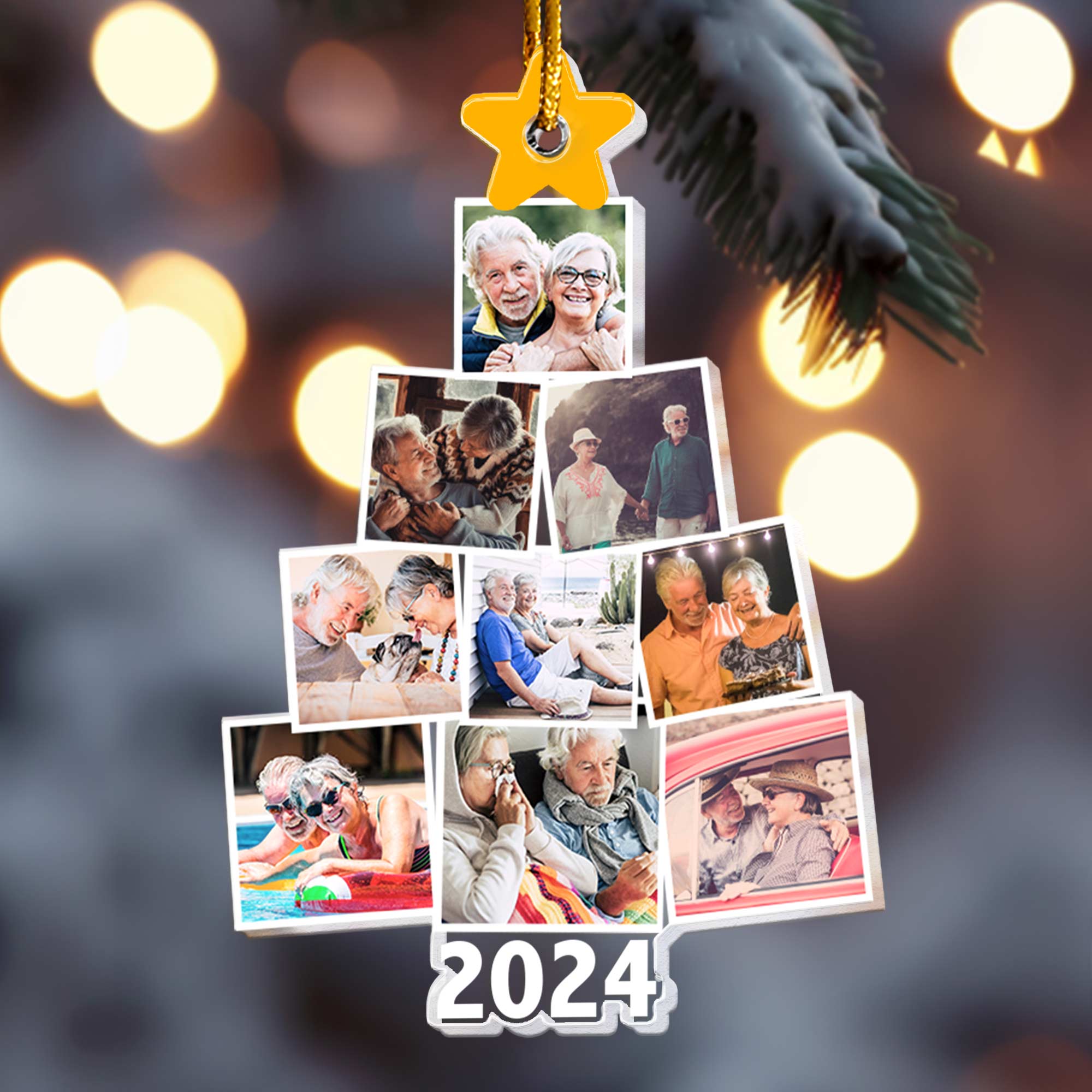 Photo Couple Christmas Tree - Personalized Acrylic Photo Ornament ORN0810