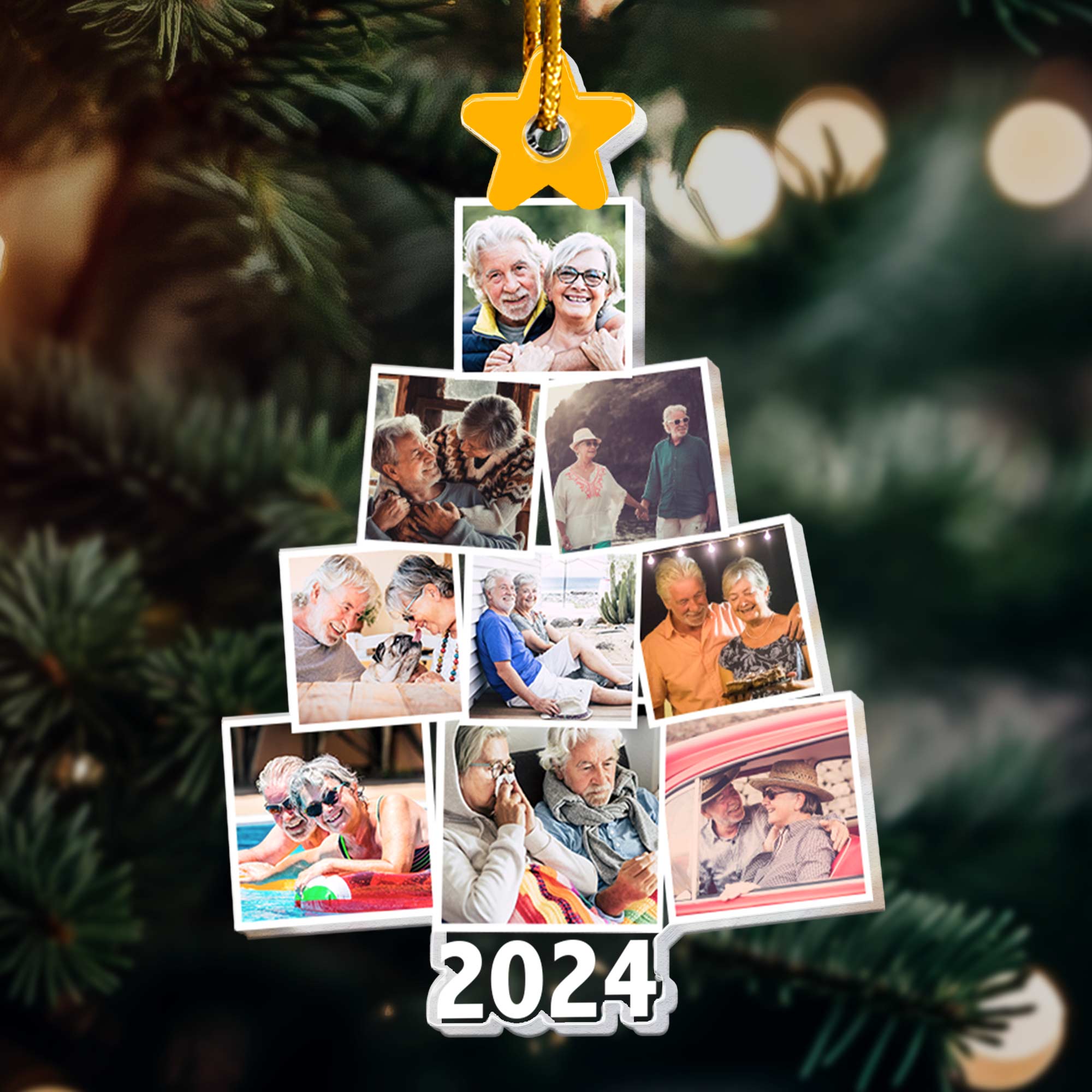 Photo Couple Christmas Tree - Personalized Acrylic Photo Ornament ORN0810