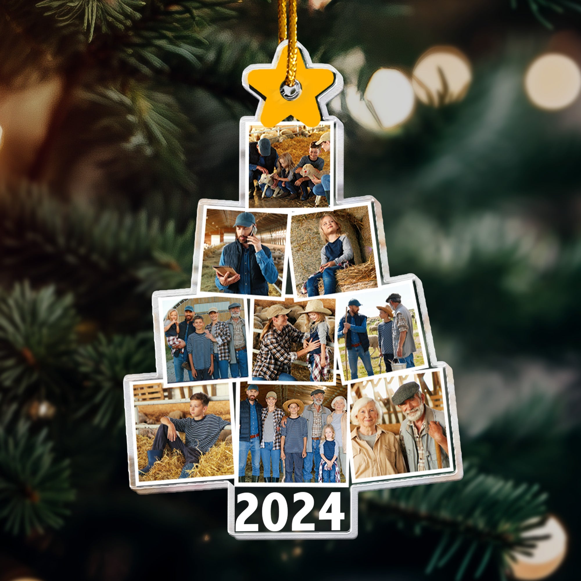 Photo Family Farms Christmas Tree - Personalized Acrylic Photo Ornament ORN0810