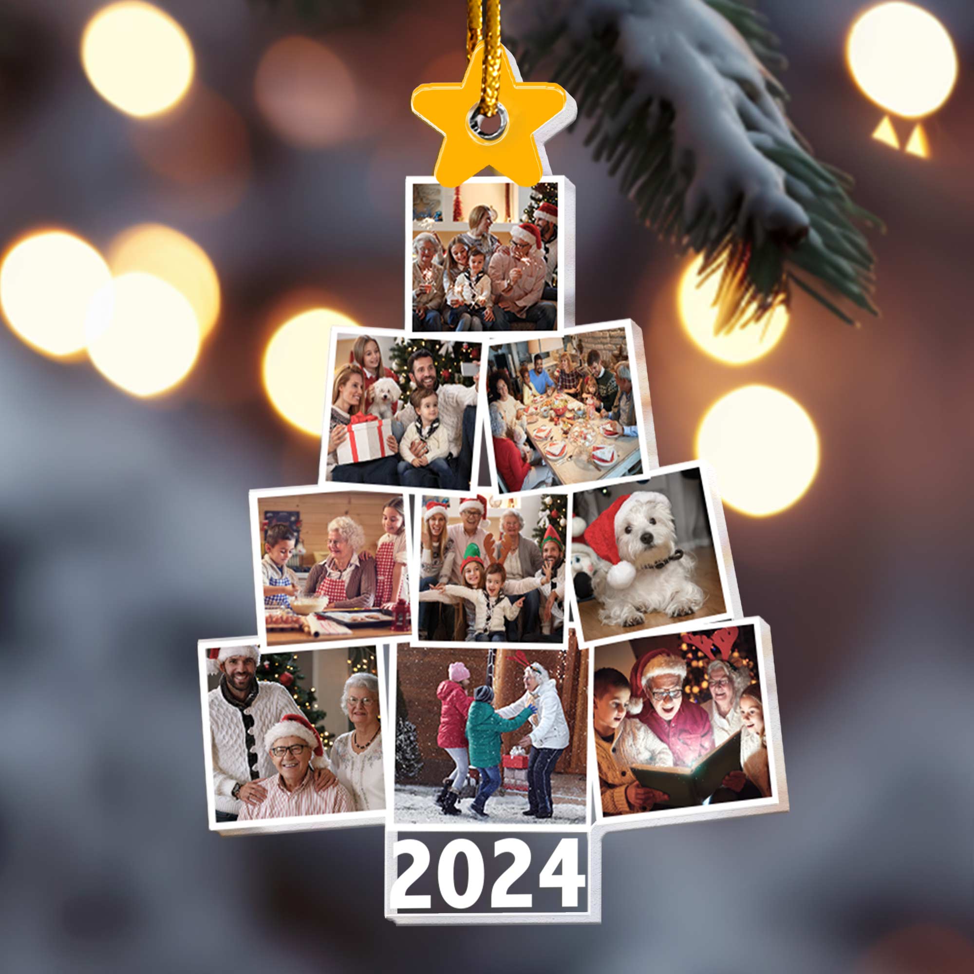 Photo Family Tree Christmas - Personalized Acrylic Photo Ornament-Ver 2 Custom Year ORN0810