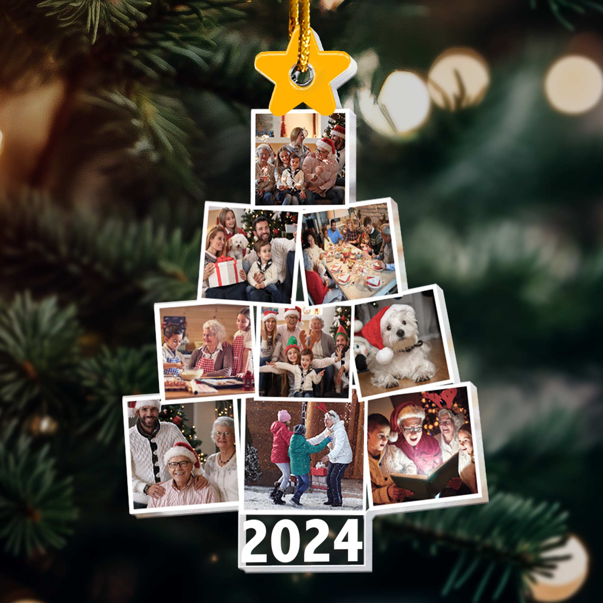 Photo Family Tree Christmas - Personalized Acrylic Photo Ornament-Ver 2 Custom Year ORN0810