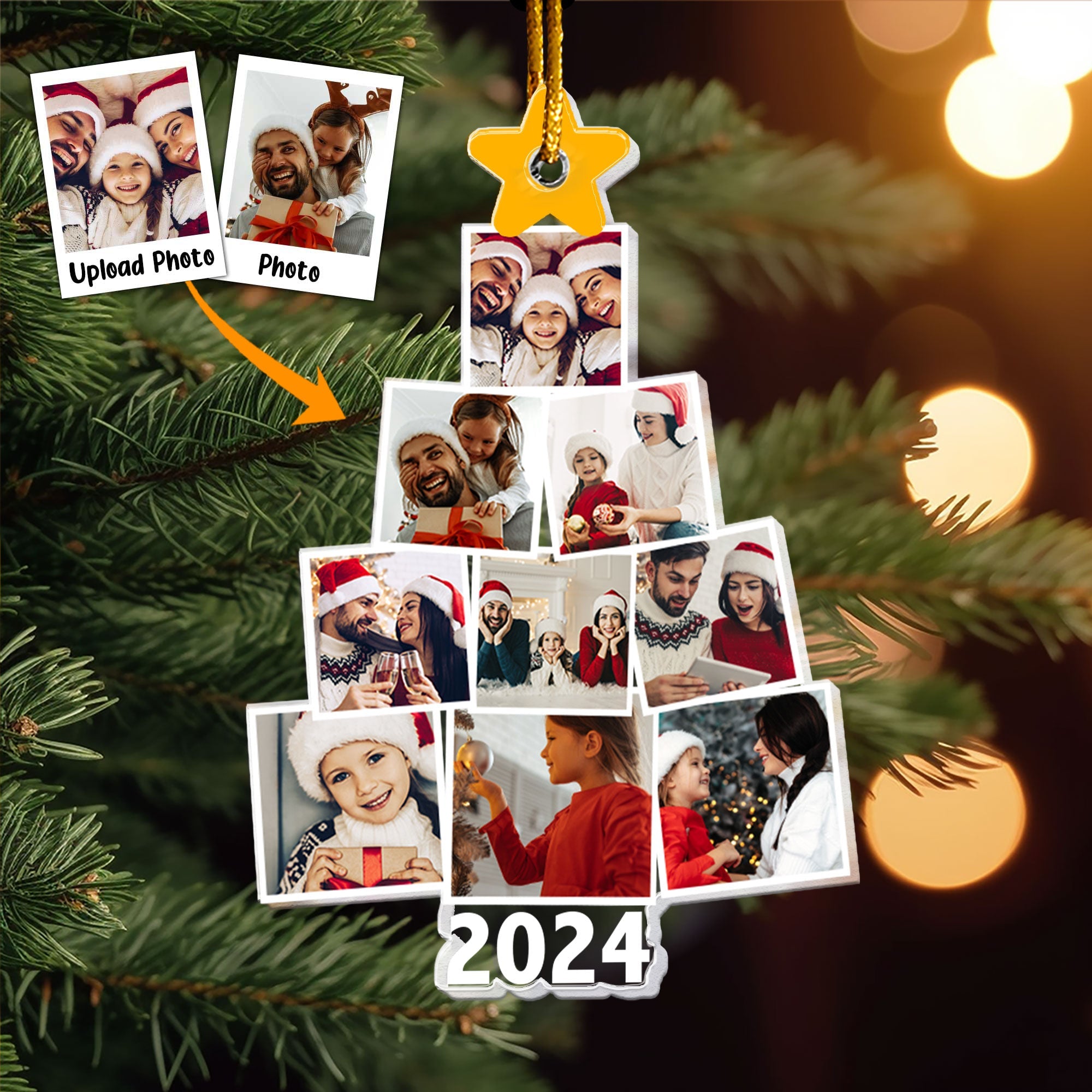 Photo Family Tree Christmas - Personalized Family Photo Ornament ORN0810