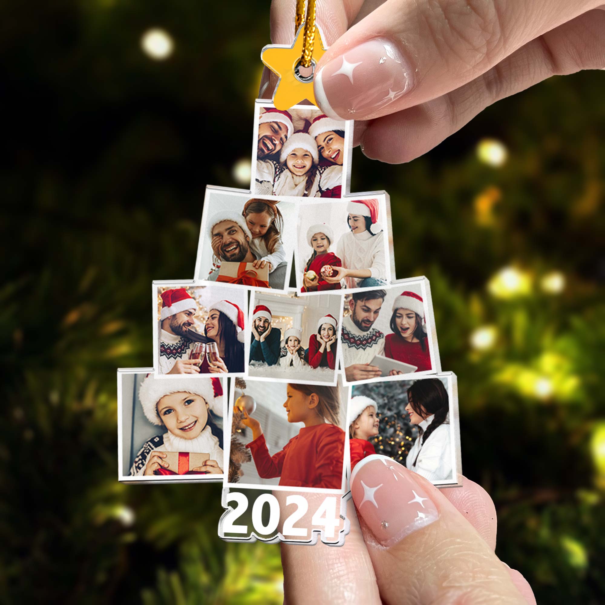 Photo Family Tree Christmas - Ver 2 - Personalized Family Photo Ornament ORN0810