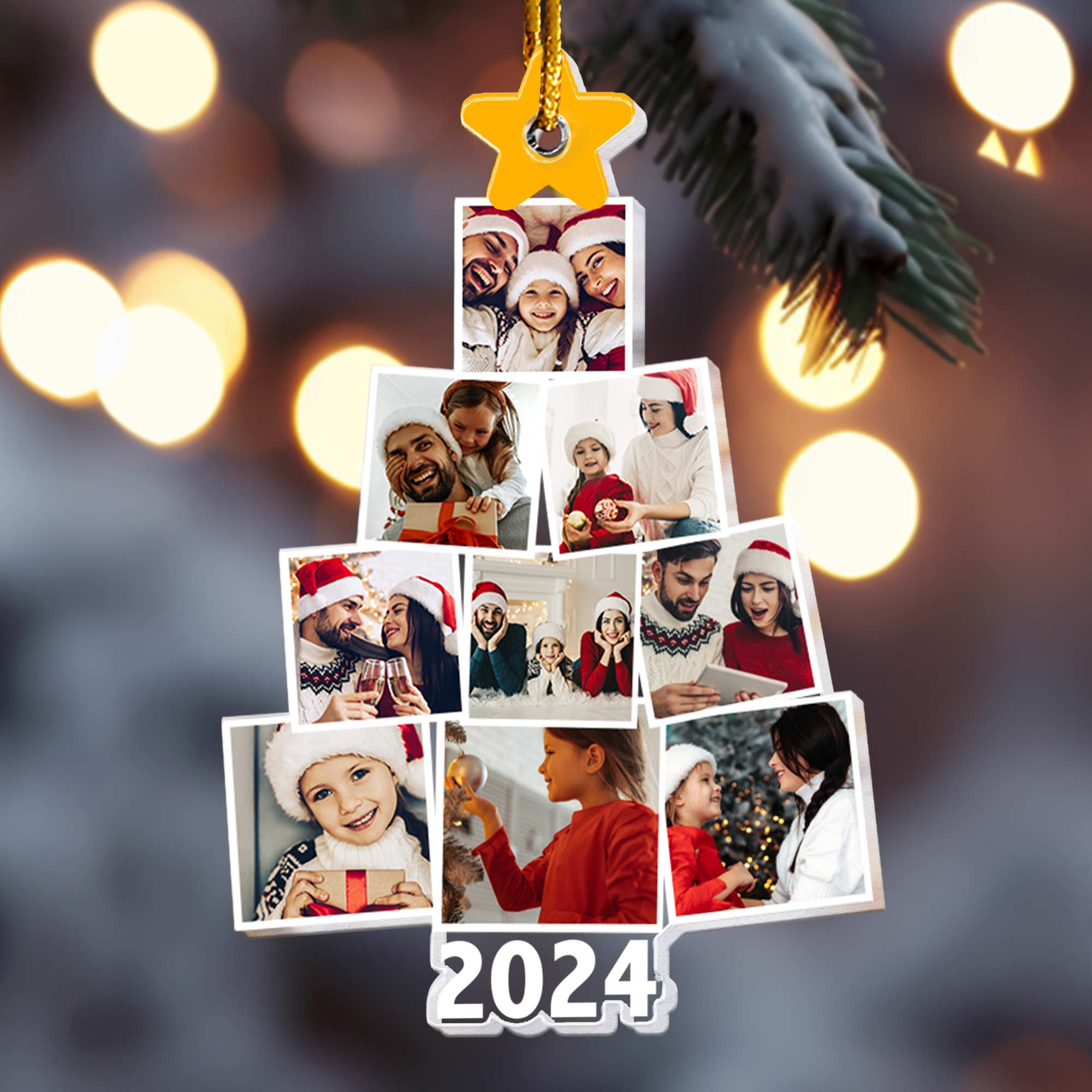Photo Family Tree Christmas - Ver 2 - Personalized Family Photo Ornament ORN0810