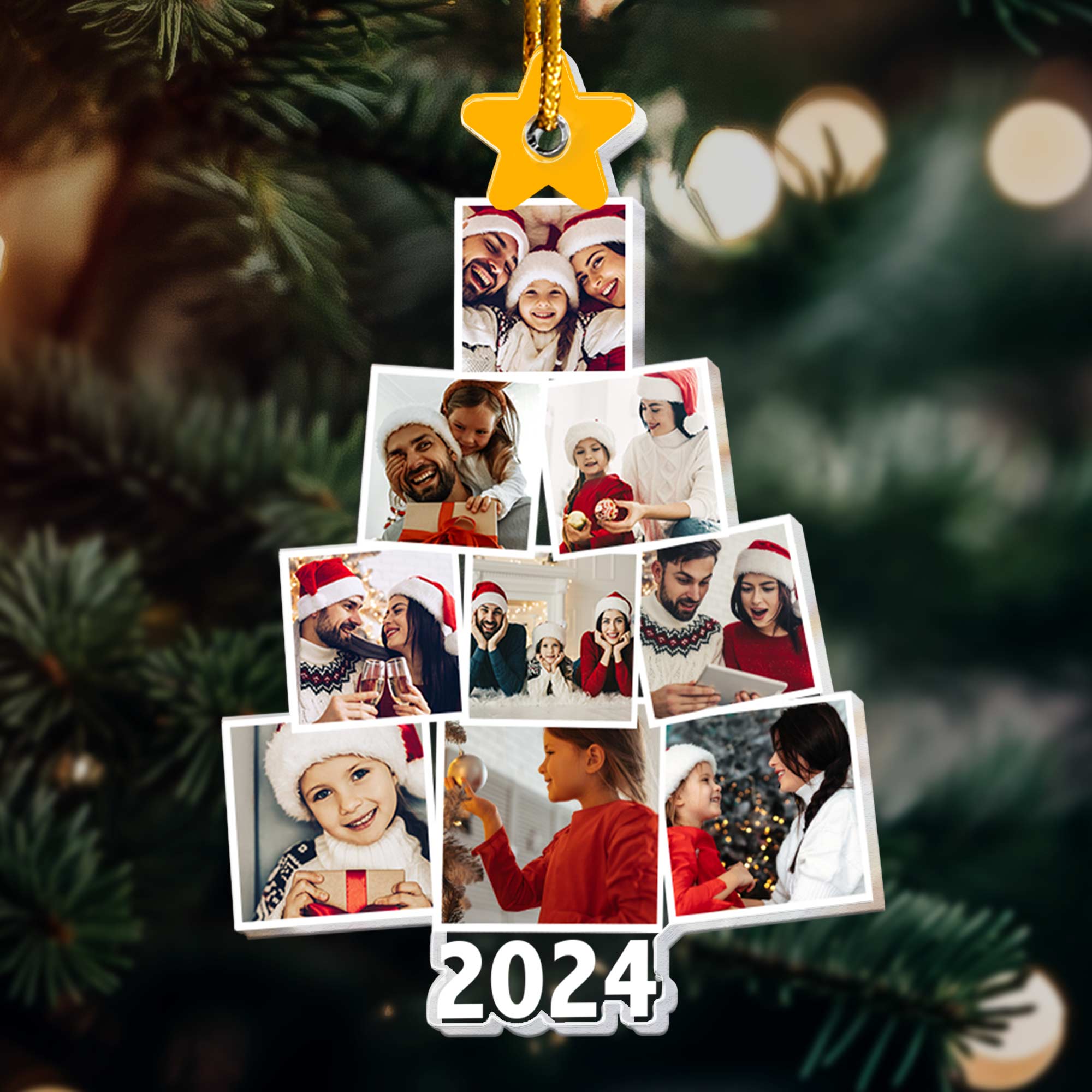 Photo Family Tree Christmas - Ver 2 - Personalized Family Photo Ornament ORN0810