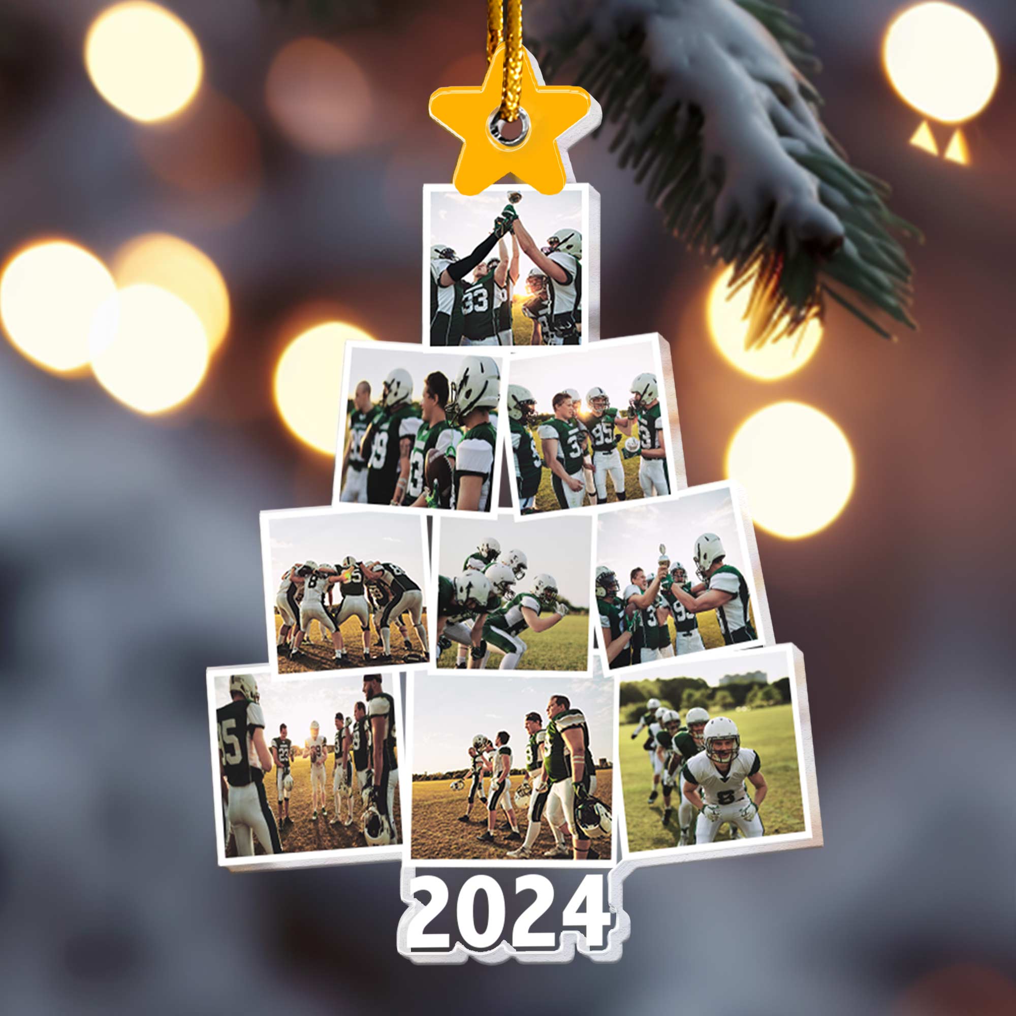 Photo Football Team Christmas Tree - Personalized Acrylic Photo Ornament ORN0810