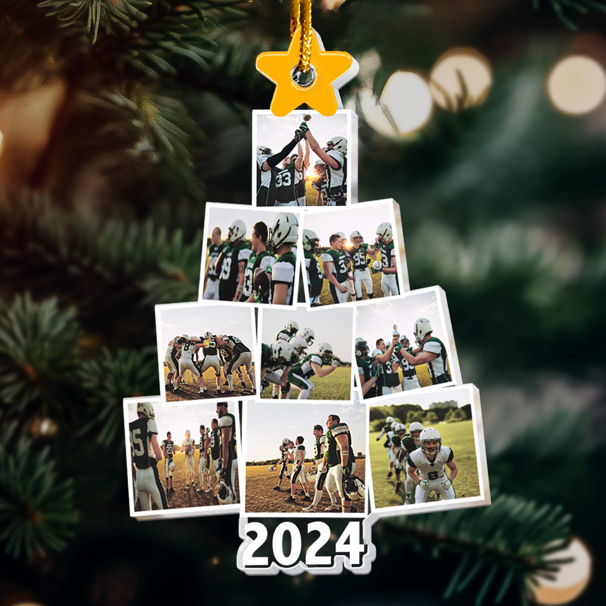 Photo Football Team Christmas Tree - Personalized Acrylic Photo Ornament ORN0810