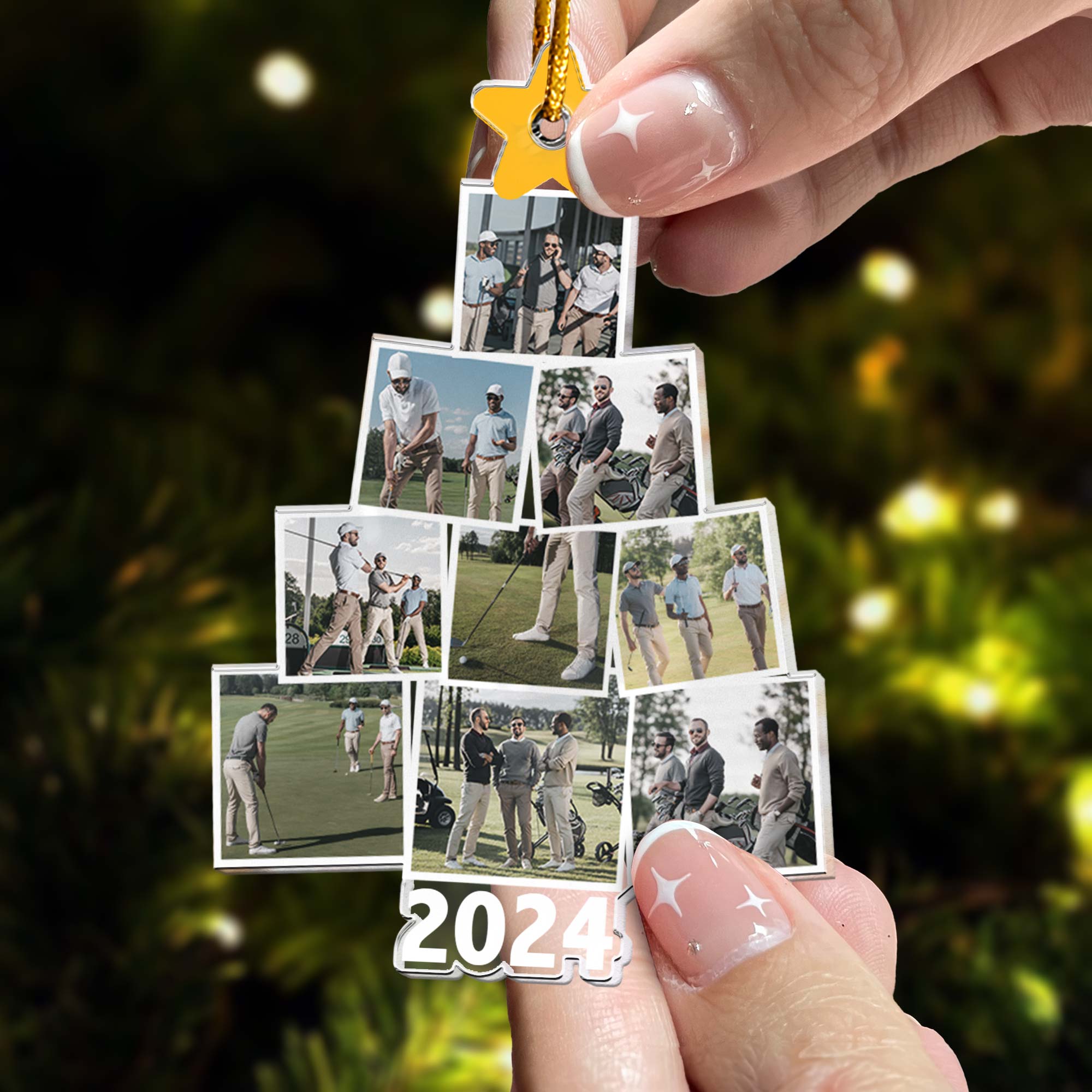 Photo Golfing Christmas Tree - Personalized Acrylic Photo Ornament ORN0810