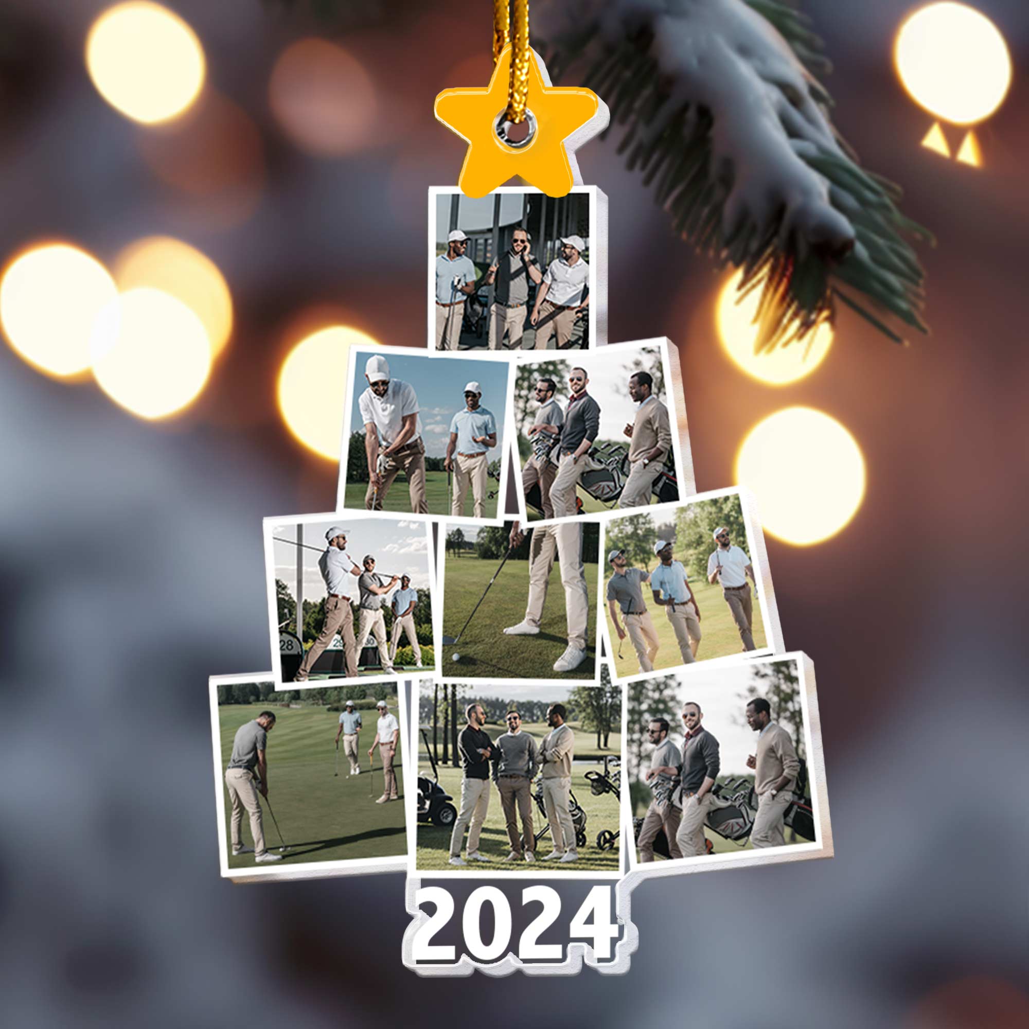 Photo Golfing Christmas Tree - Personalized Acrylic Photo Ornament ORN0810