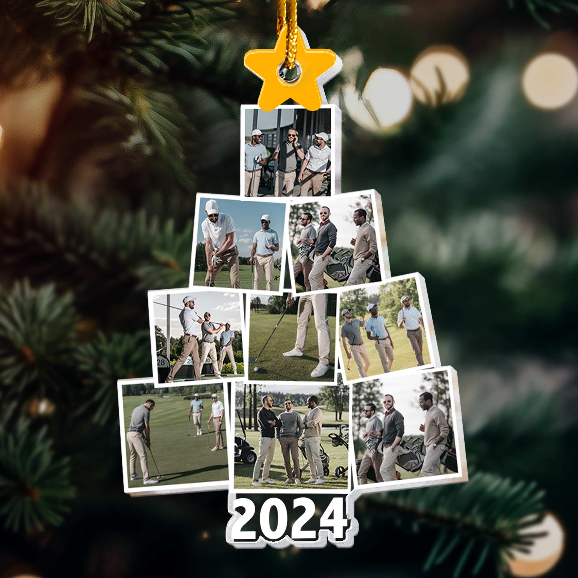 Photo Golfing Christmas Tree - Personalized Acrylic Photo Ornament ORN0810