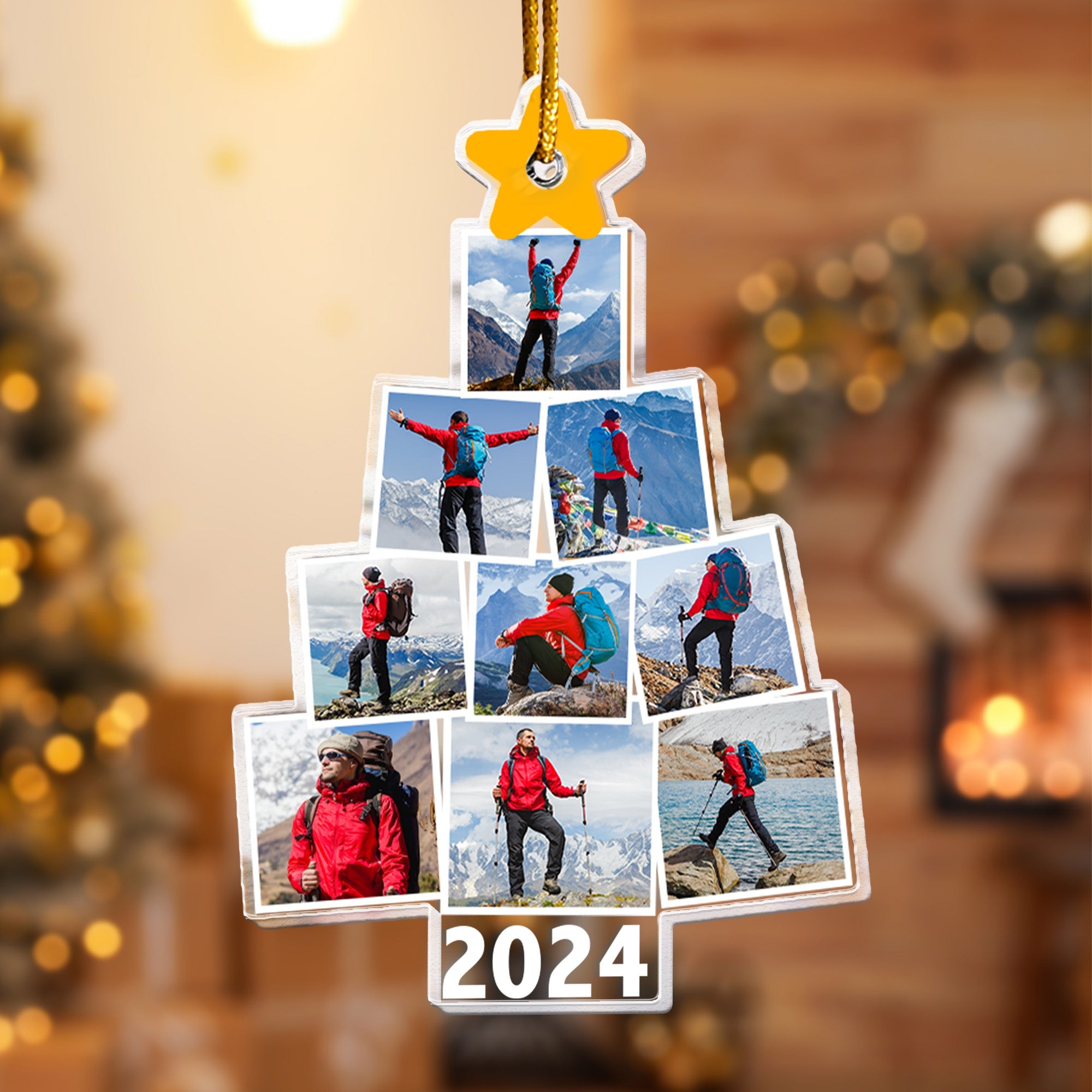 Photo Hiking Christmas Tree - Personalized Acrylic Photo Ornament ORN0810