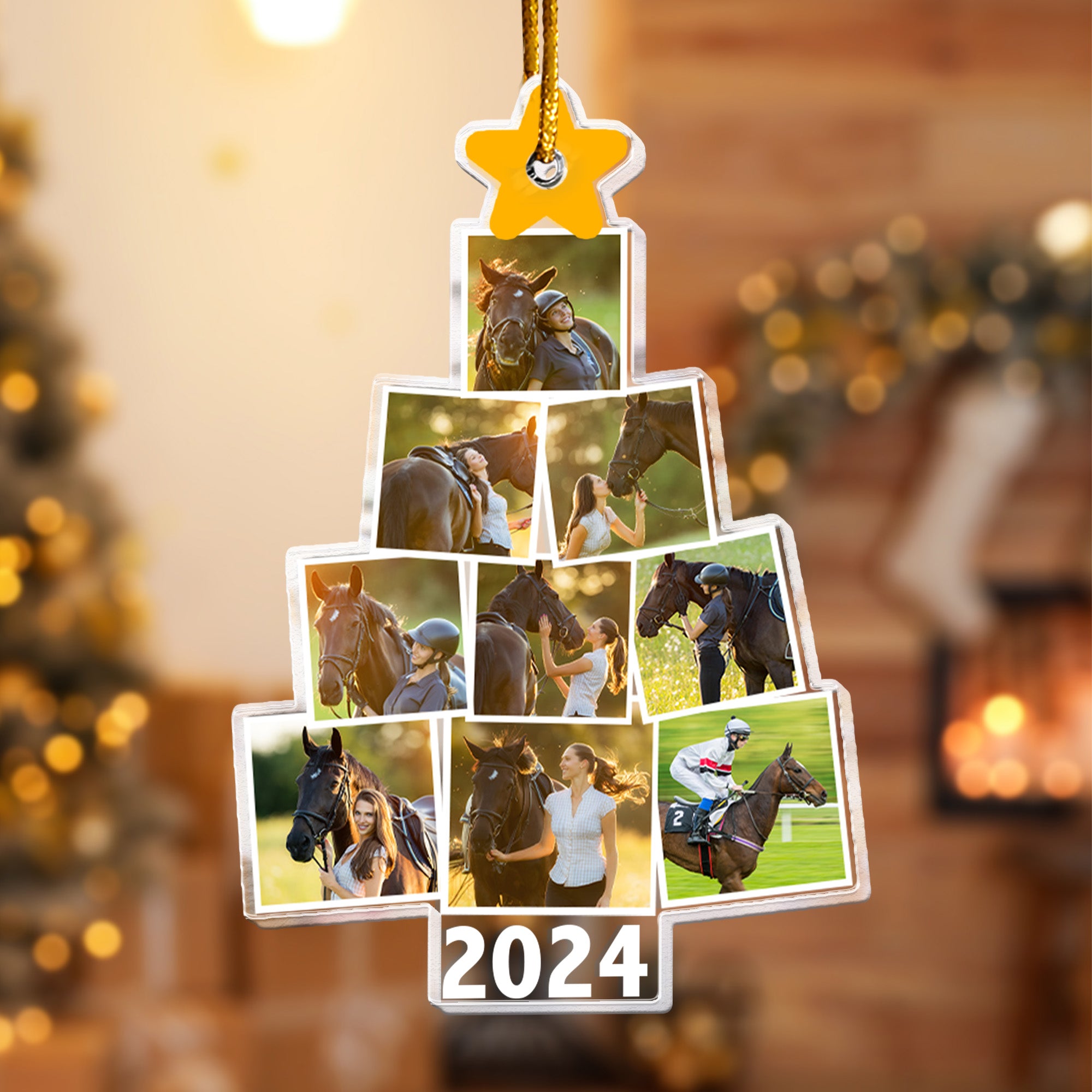 Photo Horse Christmas Tree - Personalized Acrylic Photo Ornament ORN0810