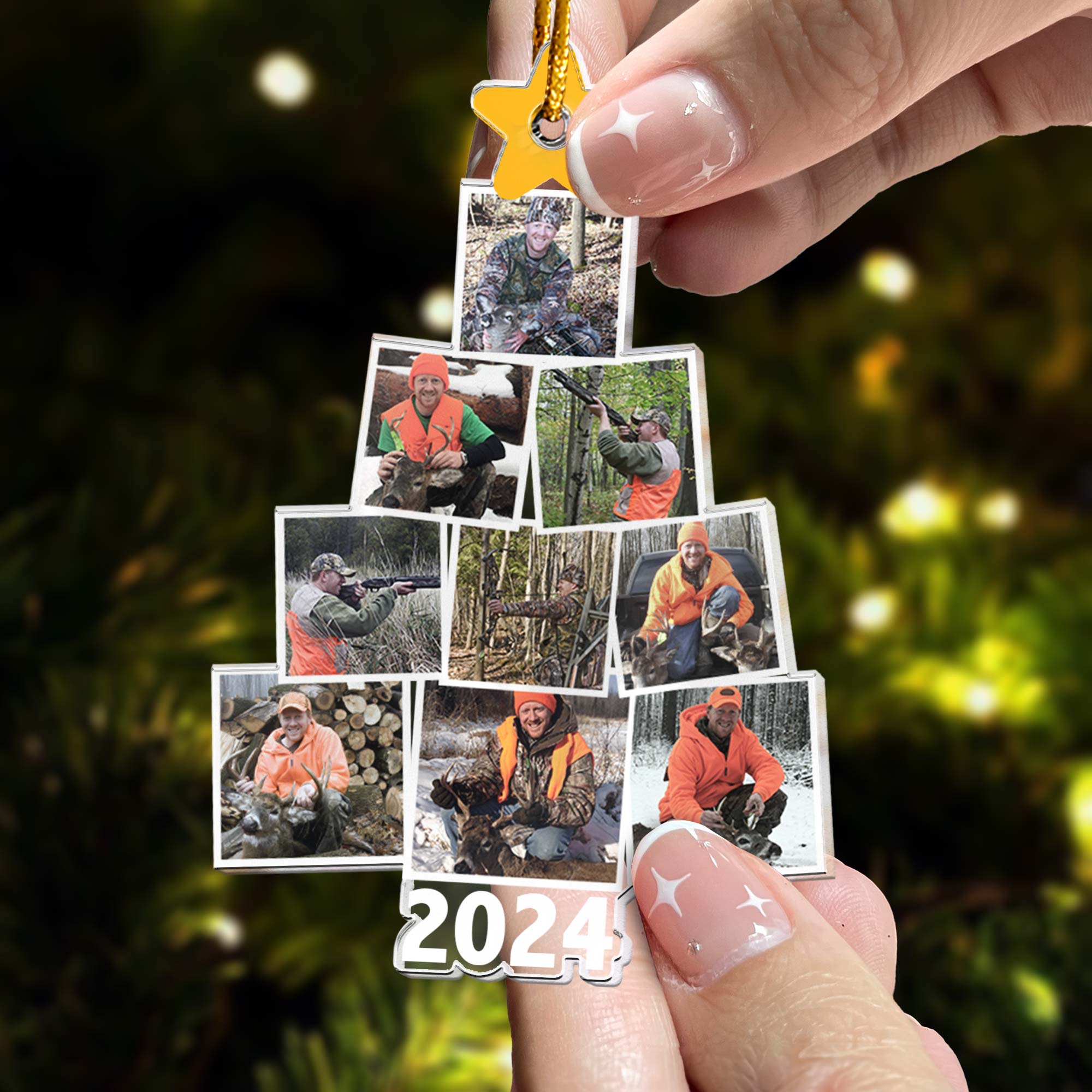 Photo Hunting Christmas Tree - Personalized Acrylic Photo Ornament ORN0810