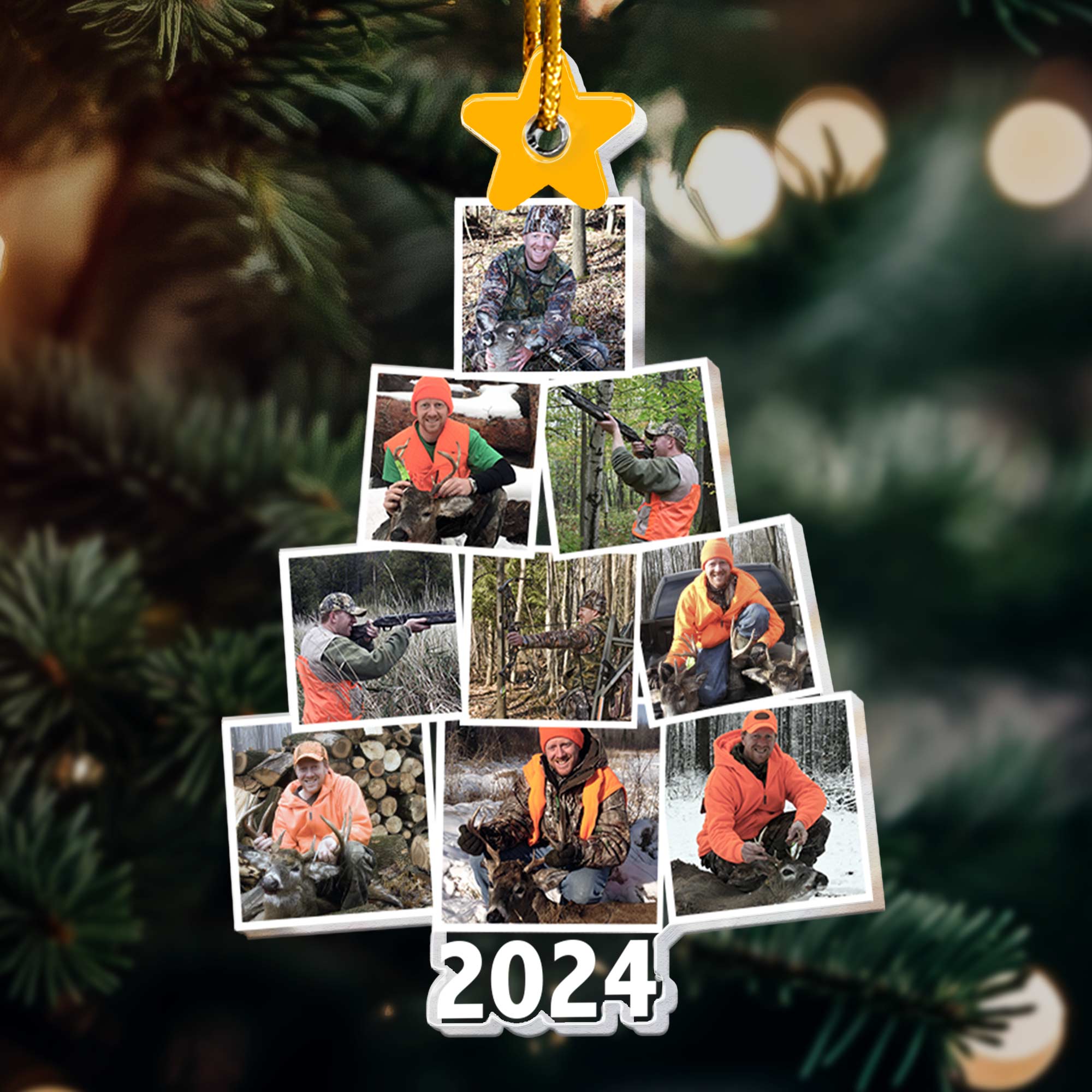 Photo Hunting Christmas Tree - Personalized Acrylic Photo Ornament ORN0810