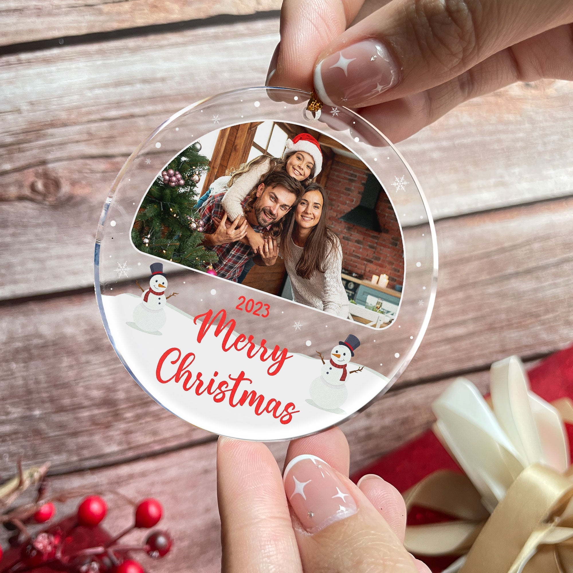 Family Keepsake - Personalized Circle Acrylic Photo Ornament ORN0810
