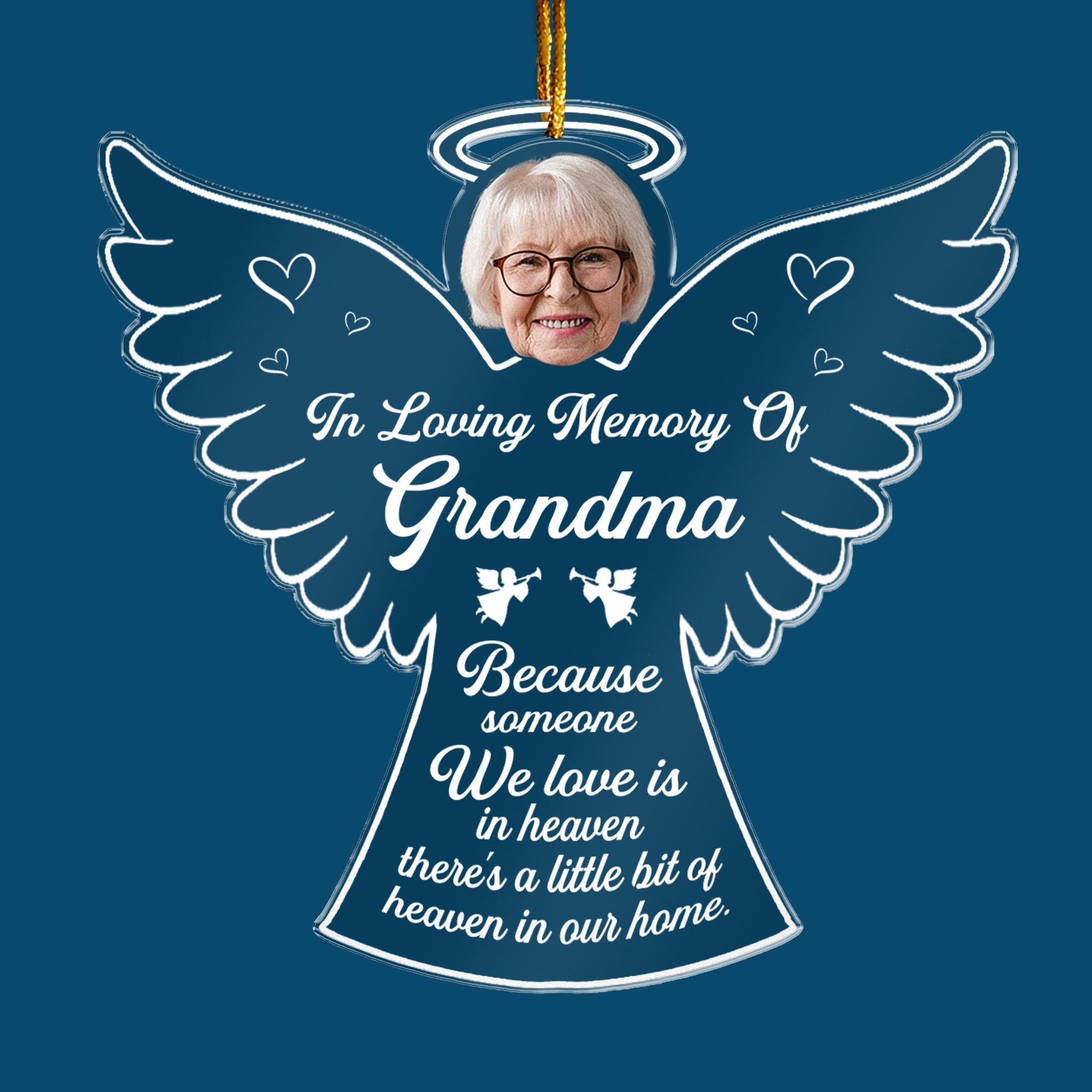 Heaven In Our Home - Personalized Angle Shaped Acrylic Photo Ornament ORN0810