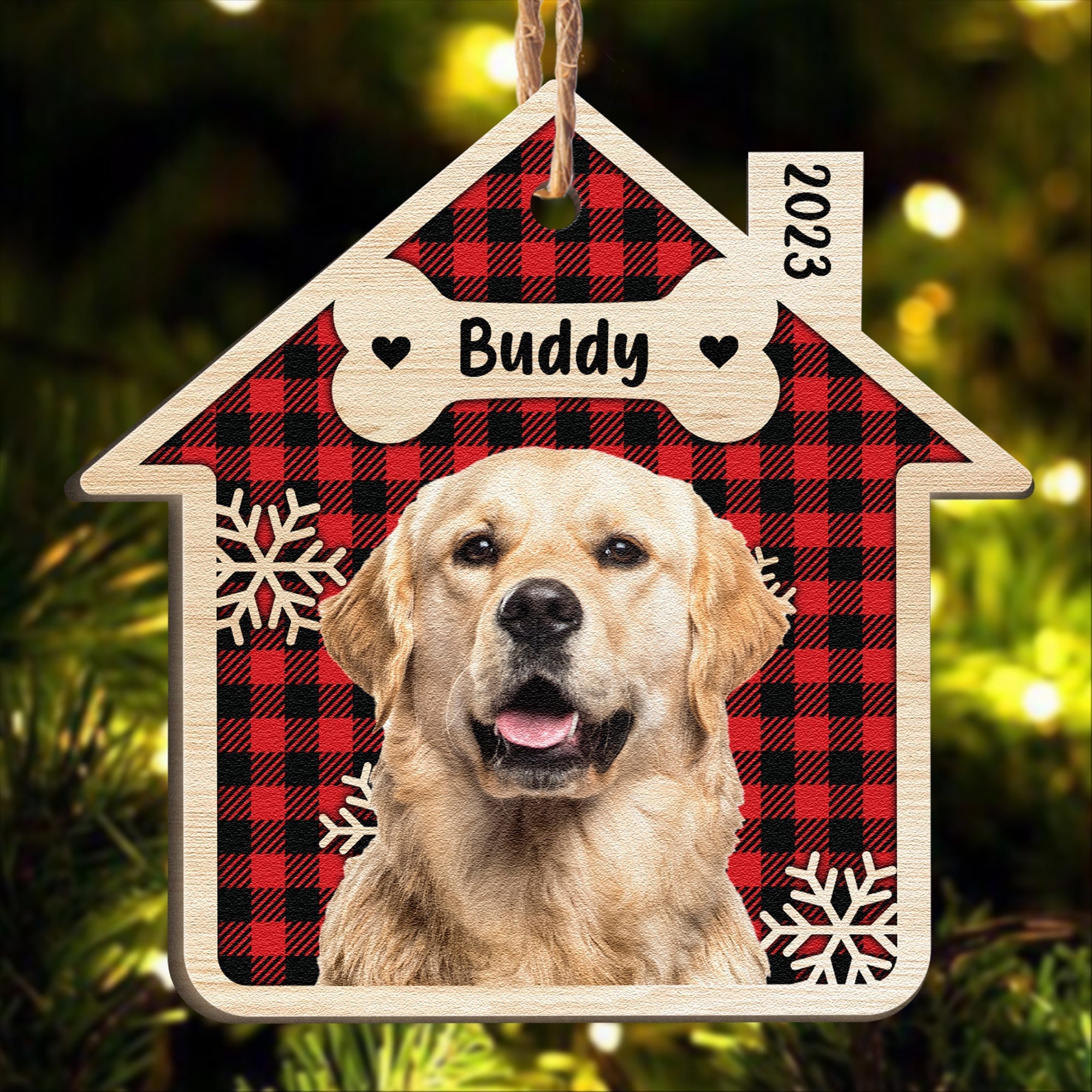Pet's Sweet Home - Personalized House Shaped Wooden Photo Ornament ORNA1210