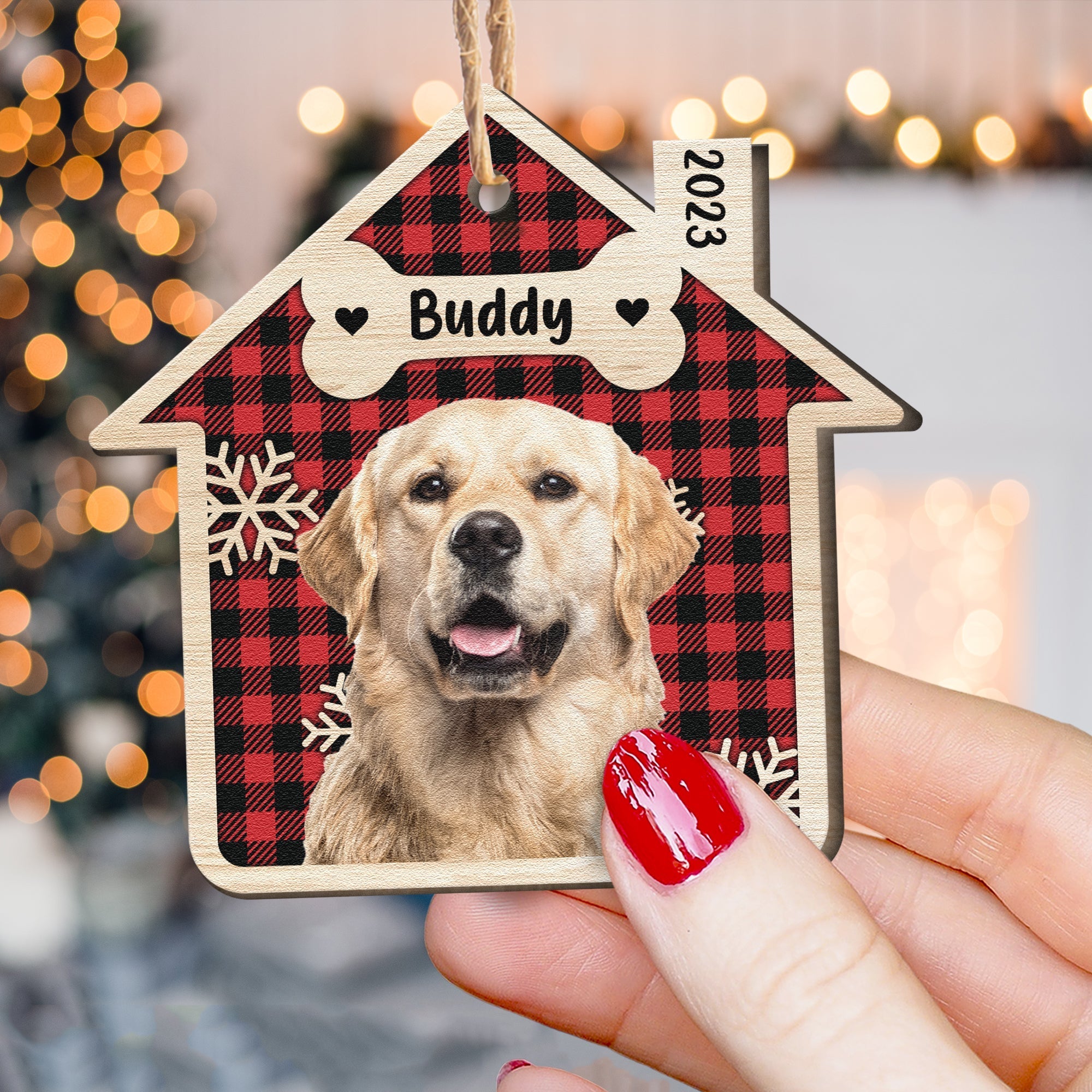 Pet's Sweet Home - Personalized House Shaped Wooden Photo Ornament ORN0810