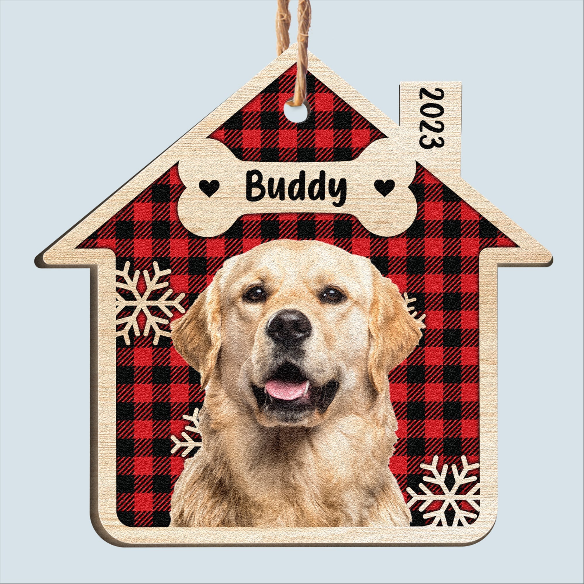 Pet's Sweet Home - Personalized House Shaped Wooden Photo Ornament ORNA1210