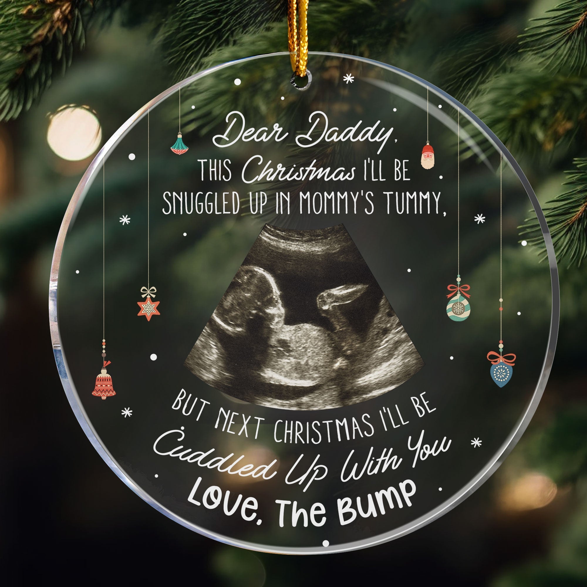 (Photo Inserted) This Christmas Baby Bump To Daddy - Personalized Ultrasound Ornament ORN0810