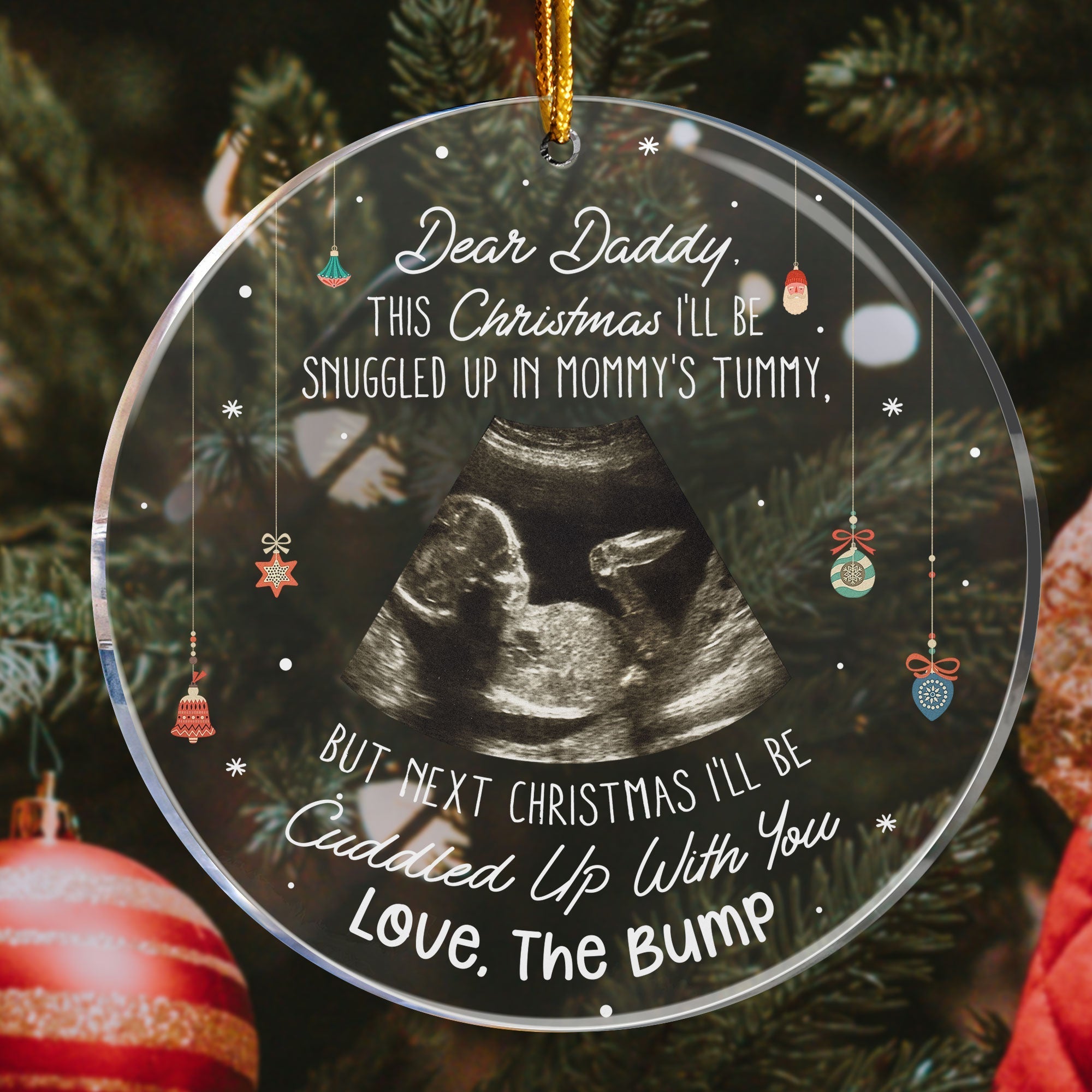 (Photo Inserted) This Christmas Baby Bump To Daddy - Personalized Ultrasound Ornament ORN0810