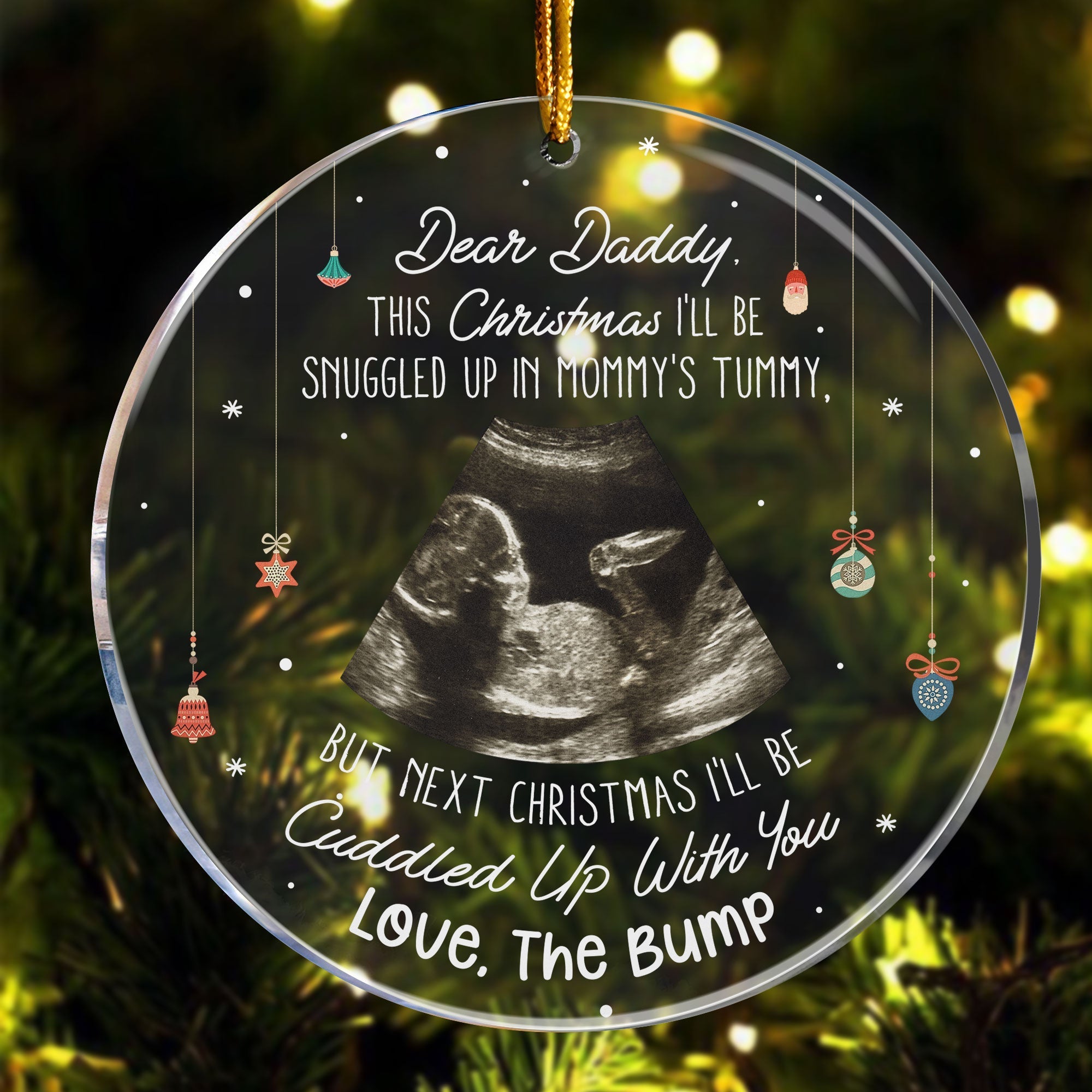 (Photo Inserted) This Christmas Baby Bump To Daddy - Personalized Ultrasound Ornament ORN0810