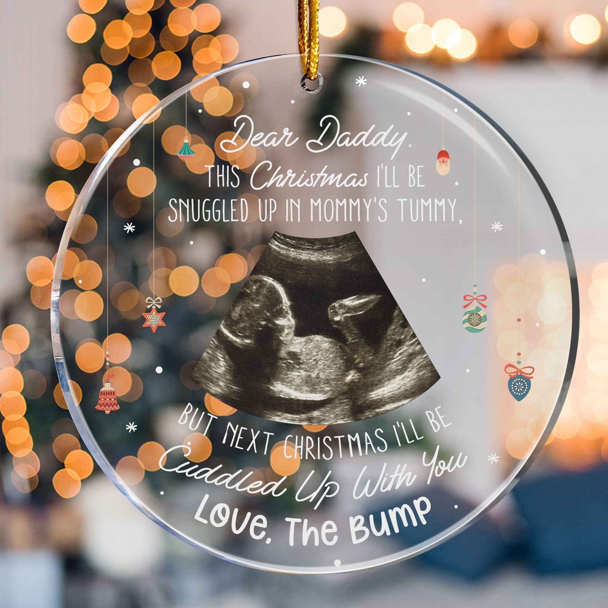 (Photo Inserted) This Christmas Baby Bump To Daddy - Personalized Ultrasound Ornament ORN0810