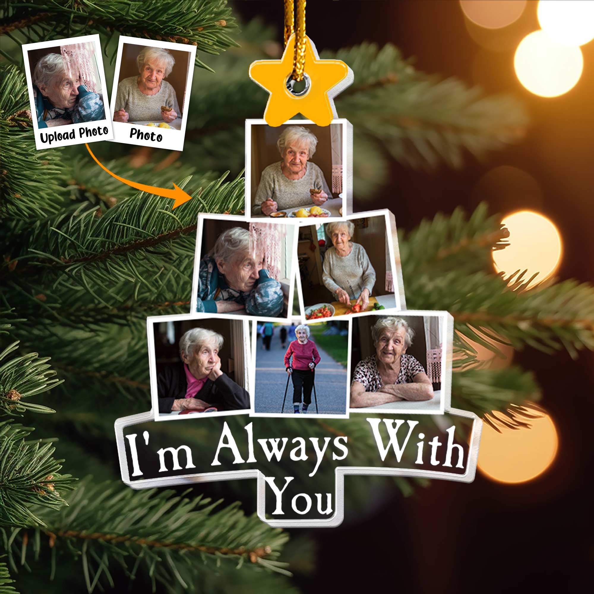 Photo Memorial Christmas Tree - Personalized Acrylic Photo Ornament ORN0810