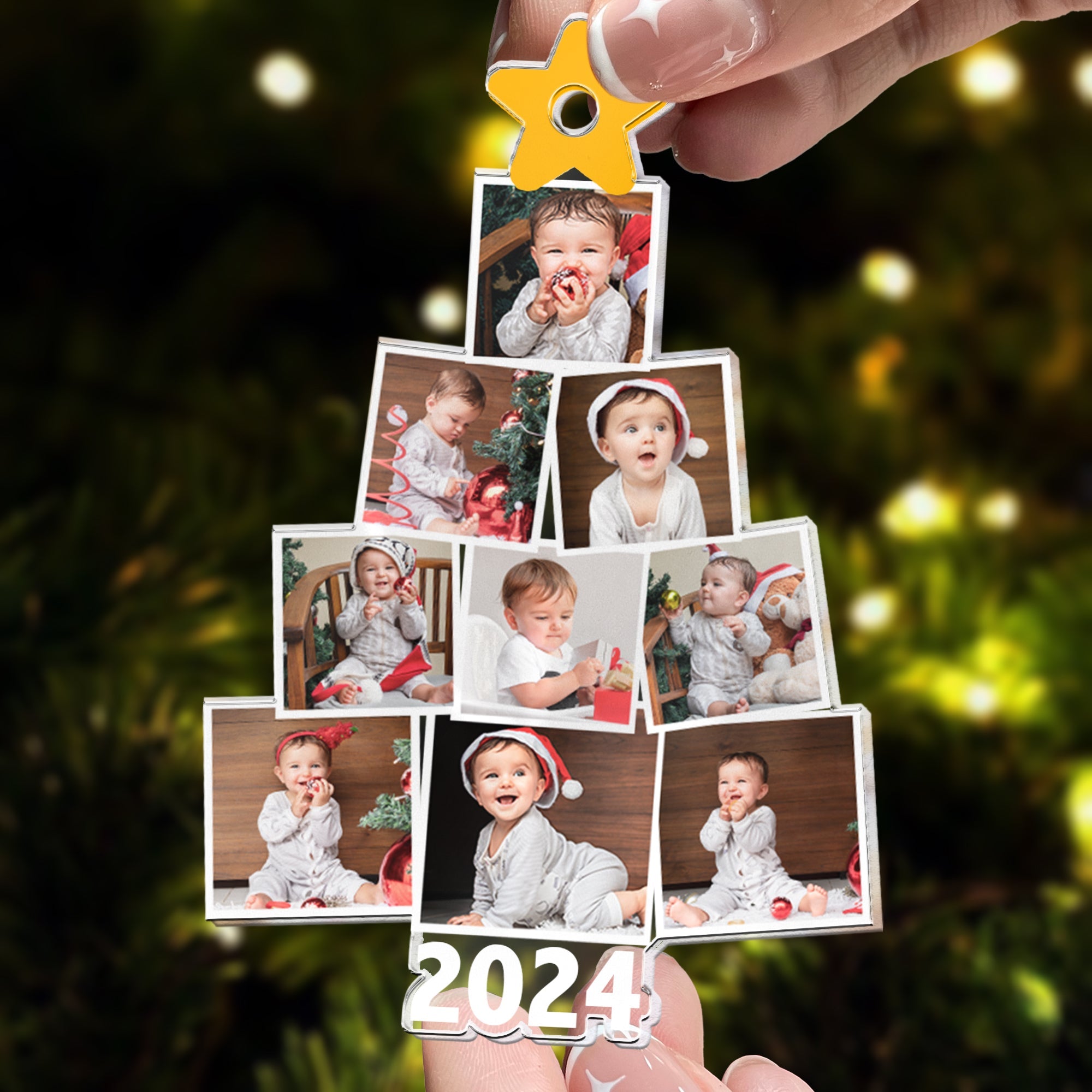 Photo Newborn Baby Christmas Tree - Personalized Babys Photo First Christmas Ornament ORN0810