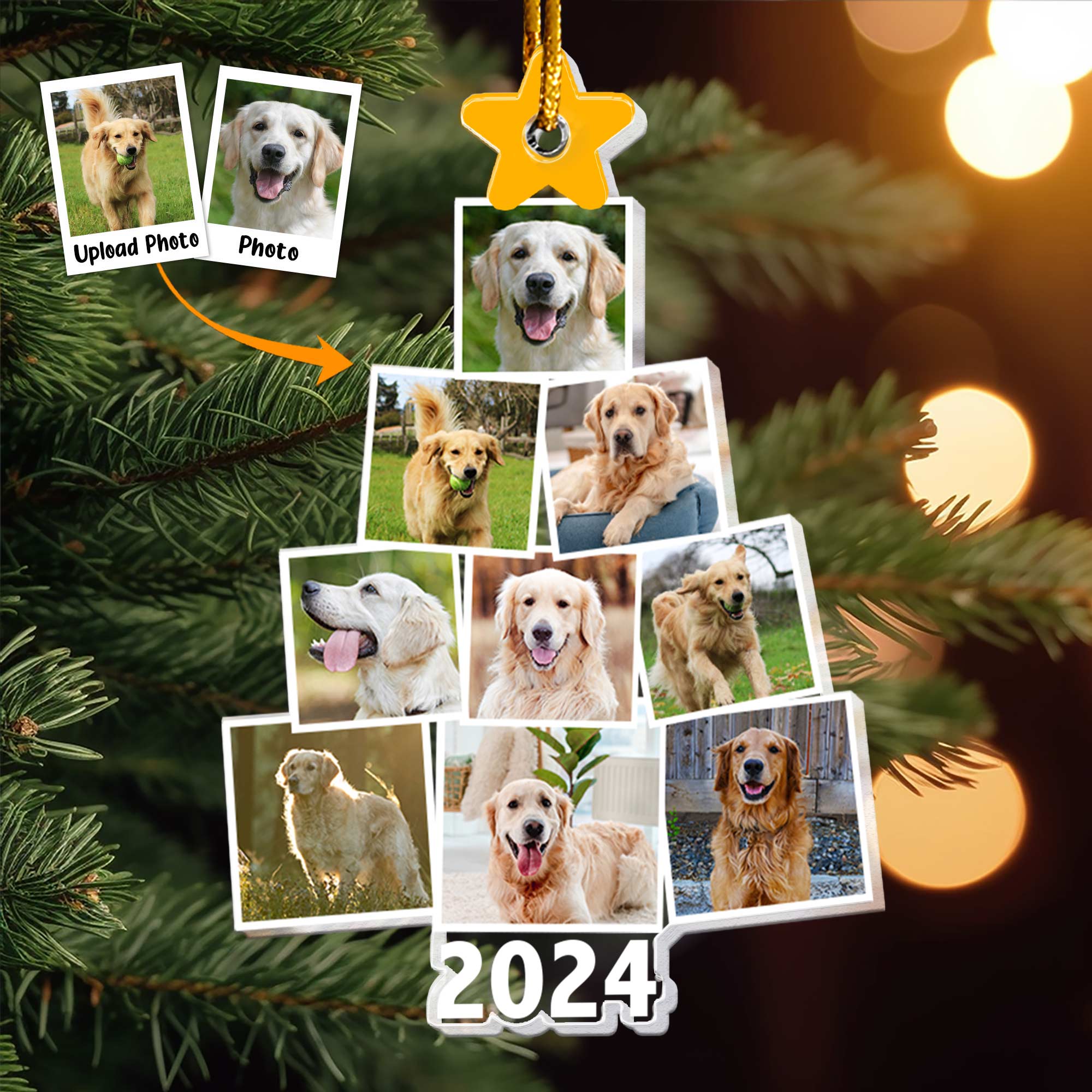 Photo Pet Christmas Tree - Personalized Acrylic Photo Ornament ORN0810