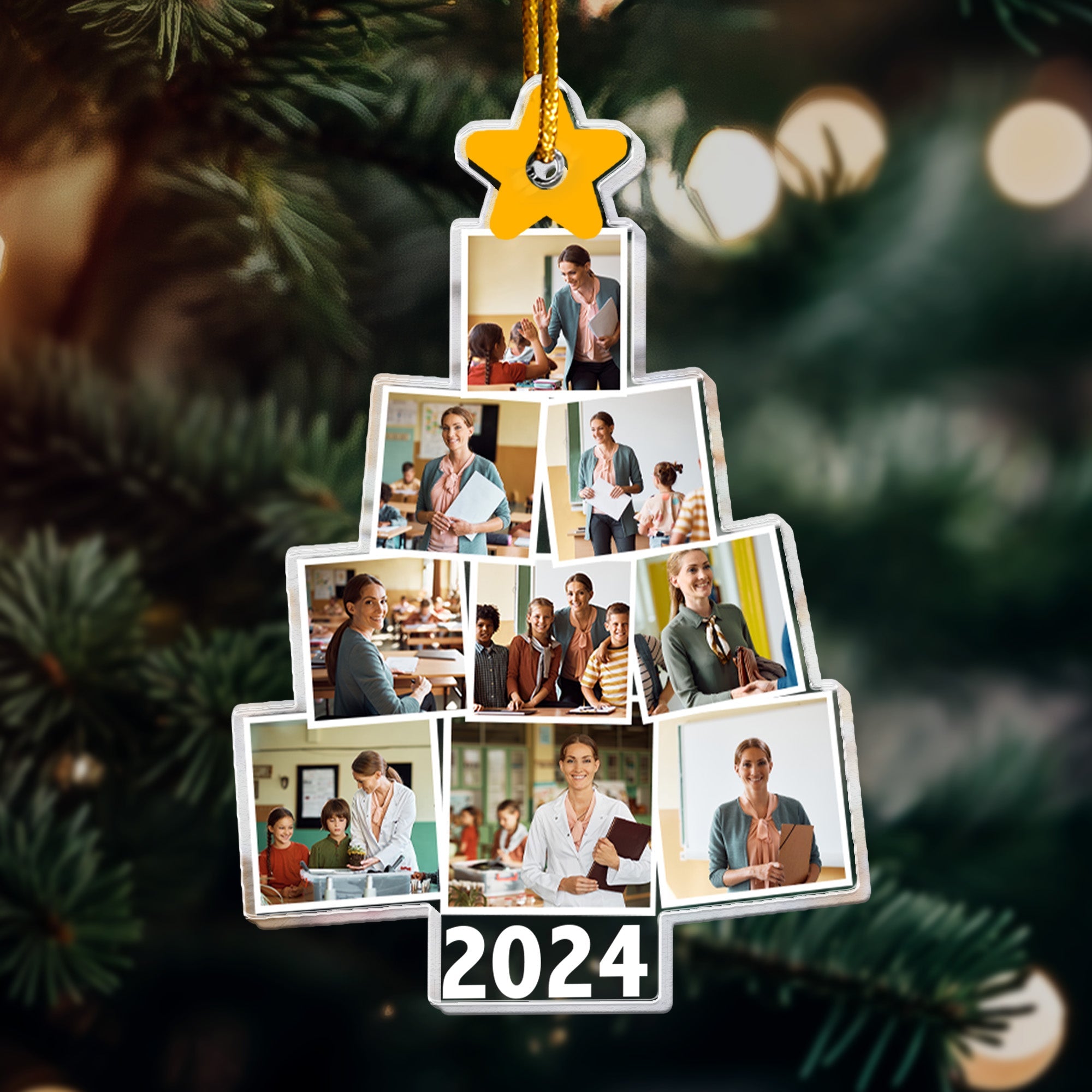 Photo Teacher Tree Christmas - Personalized Acrylic Photo Ornament ORN0810