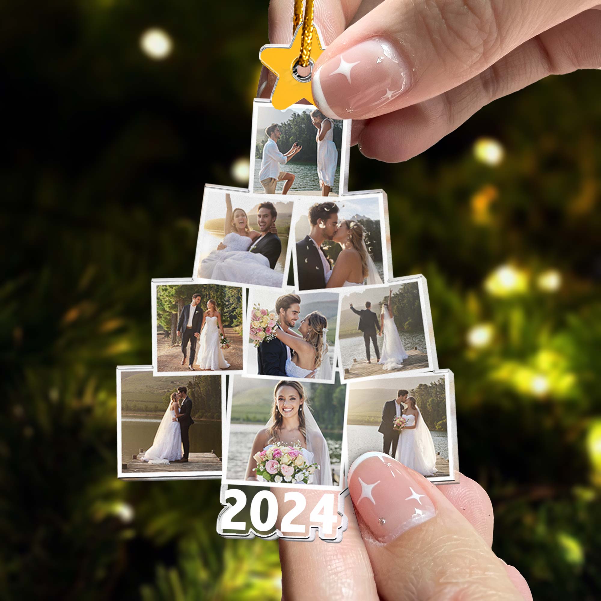 Photo Wedding Christmas Tree - Personalized Acrylic Photo Ornament ORN0810