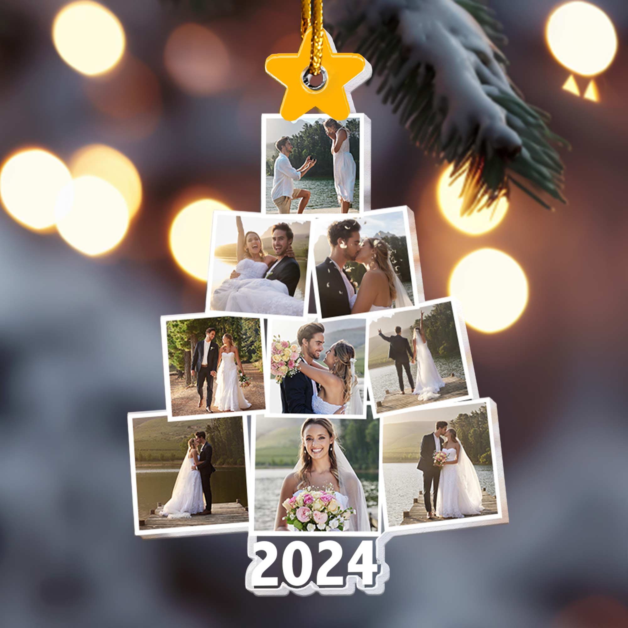 Photo Wedding Christmas Tree - Personalized Acrylic Photo Ornament ORN0810