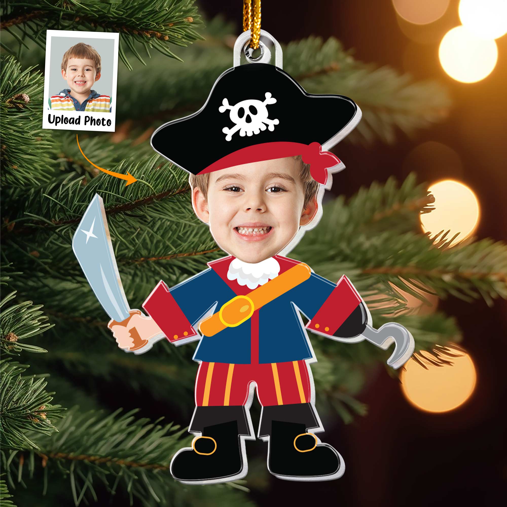 Pirate & Mermaid Kids - Personalized Acrylic Photo Ornament ORNA1210