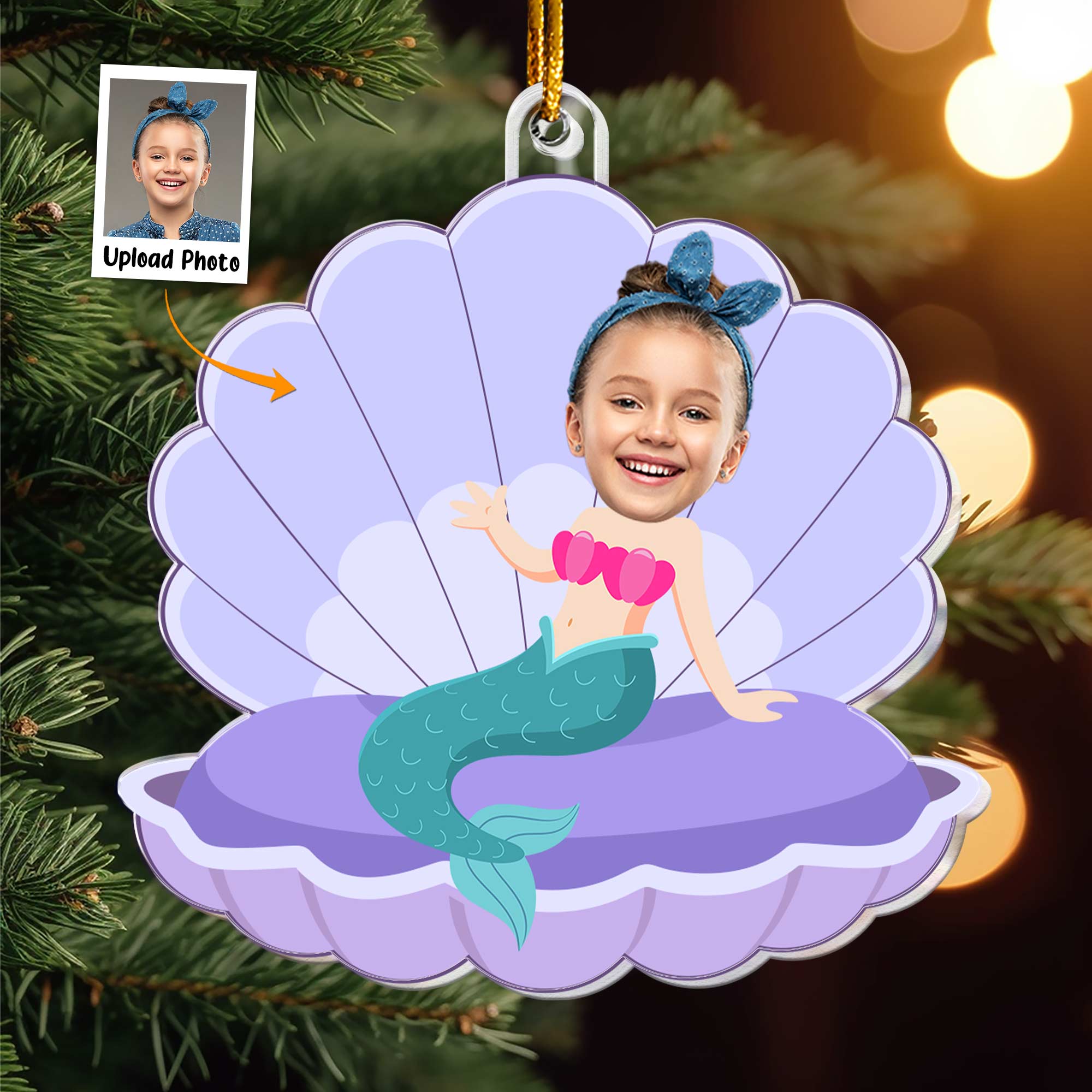 Pirate & Mermaid Kids - Personalized Acrylic Photo Ornament ORN0810