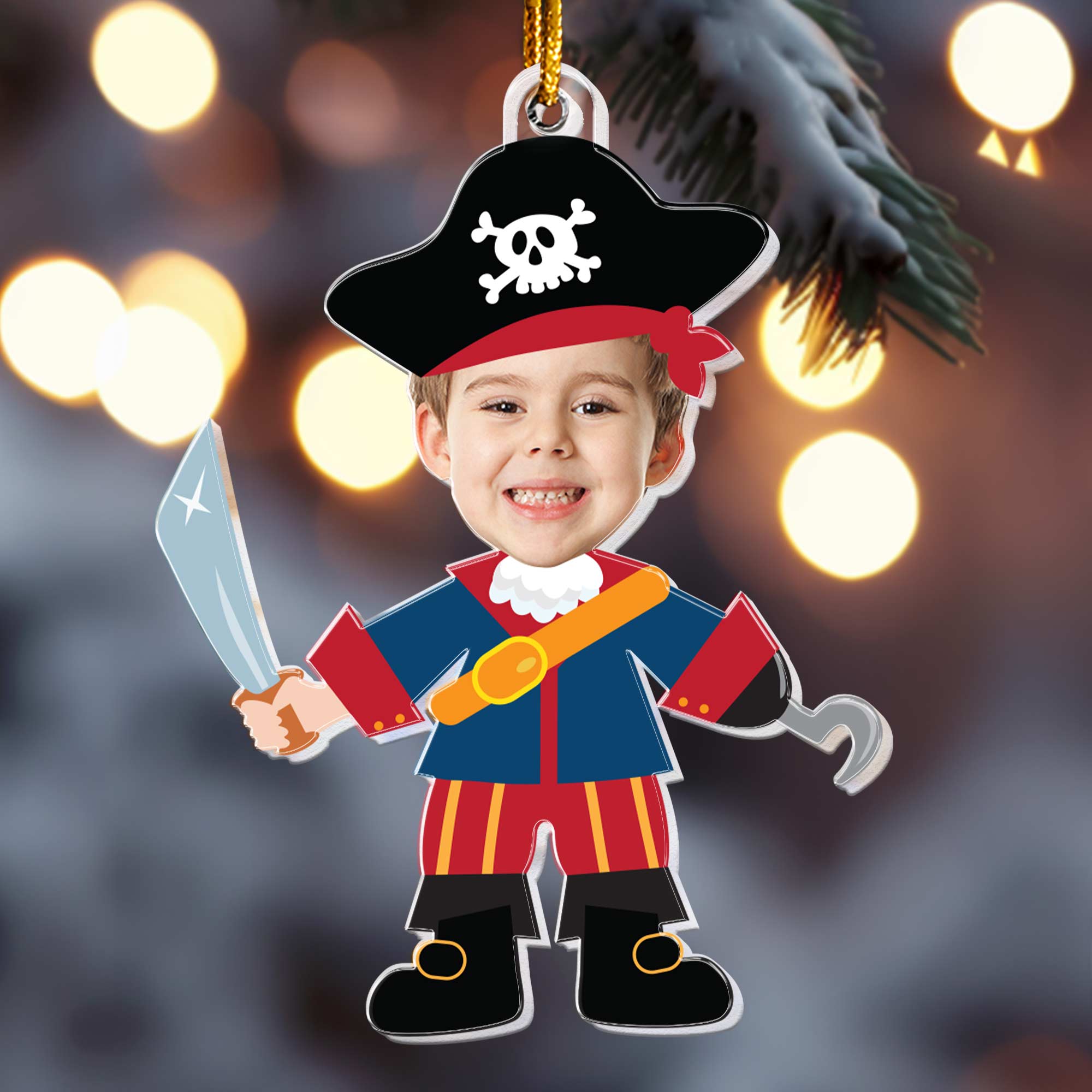 Pirate & Mermaid Kids - Personalized Acrylic Photo Ornament ORNA1210