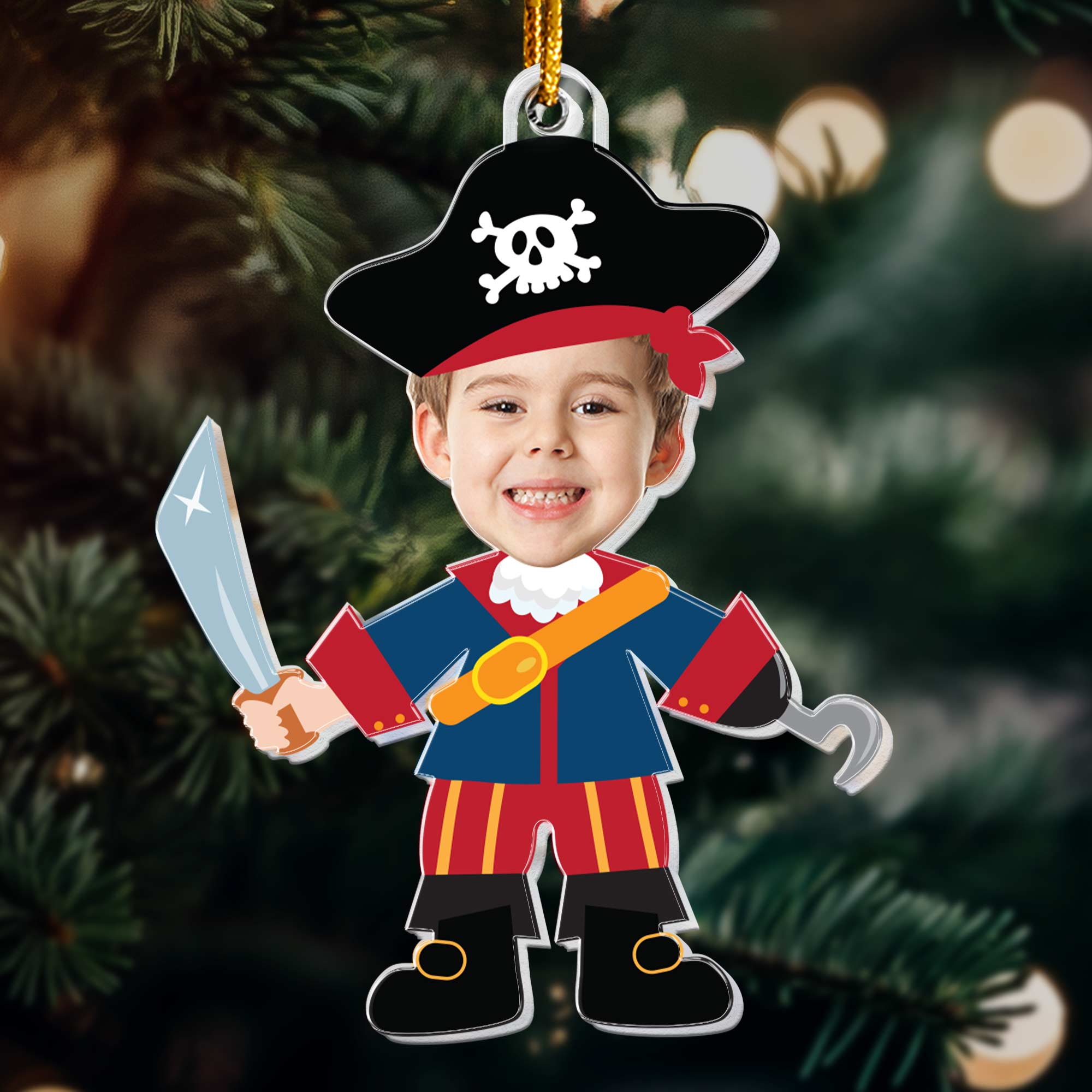 Pirate & Mermaid Kids - Personalized Acrylic Photo Ornament ORNA1210