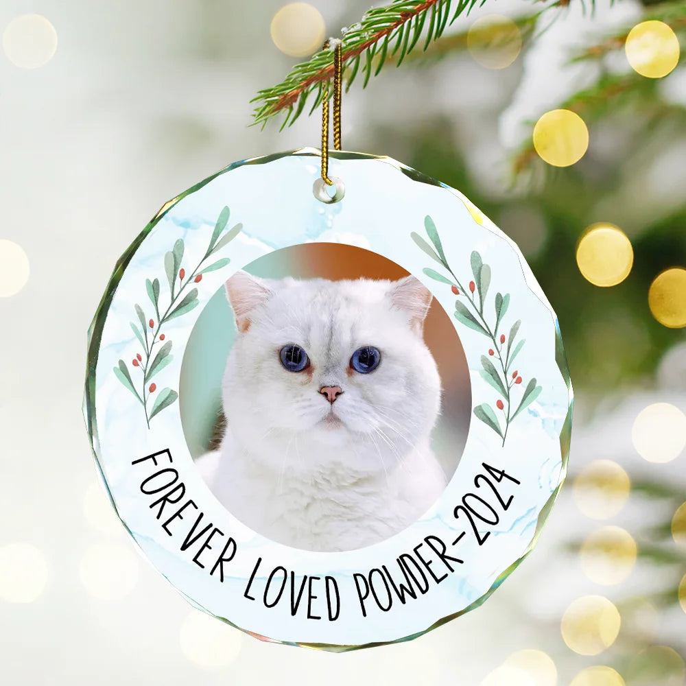 Custom Photo Forever Loved Memorial - Personalized Circle Glass Ornament ORNA1210