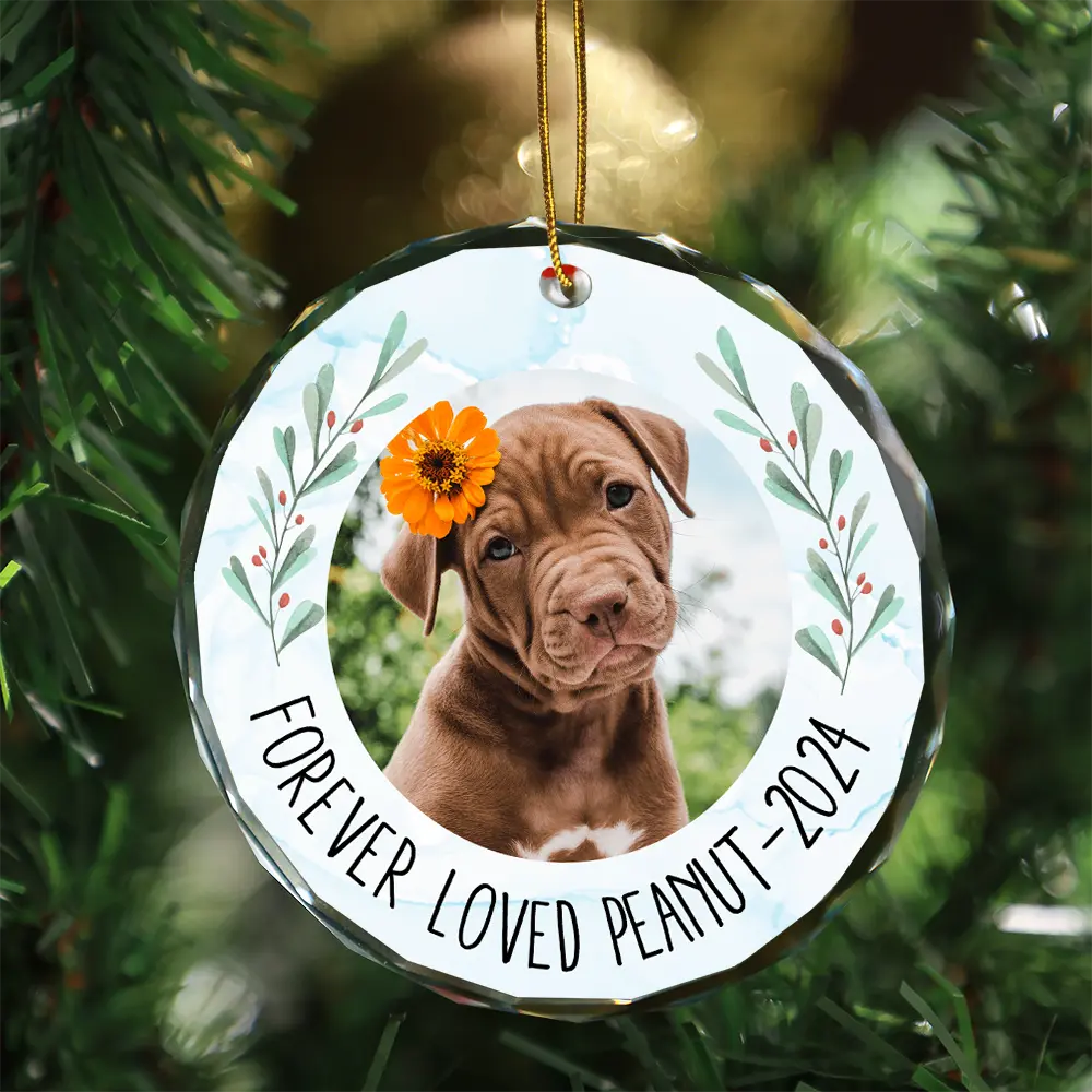 Custom Photo Forever Loved Memorial - Personalized Circle Glass Ornament ORNA1210