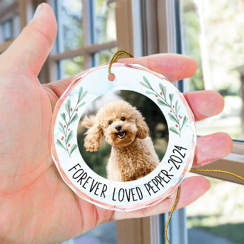Custom Photo Forever Loved Memorial - Personalized Circle Glass Ornament ORNA1210