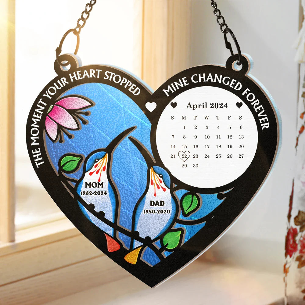 Calendar The Moment Your Heart Stop Memorial - Personalized Window Hanging Suncatcher Ornament ORNA1210