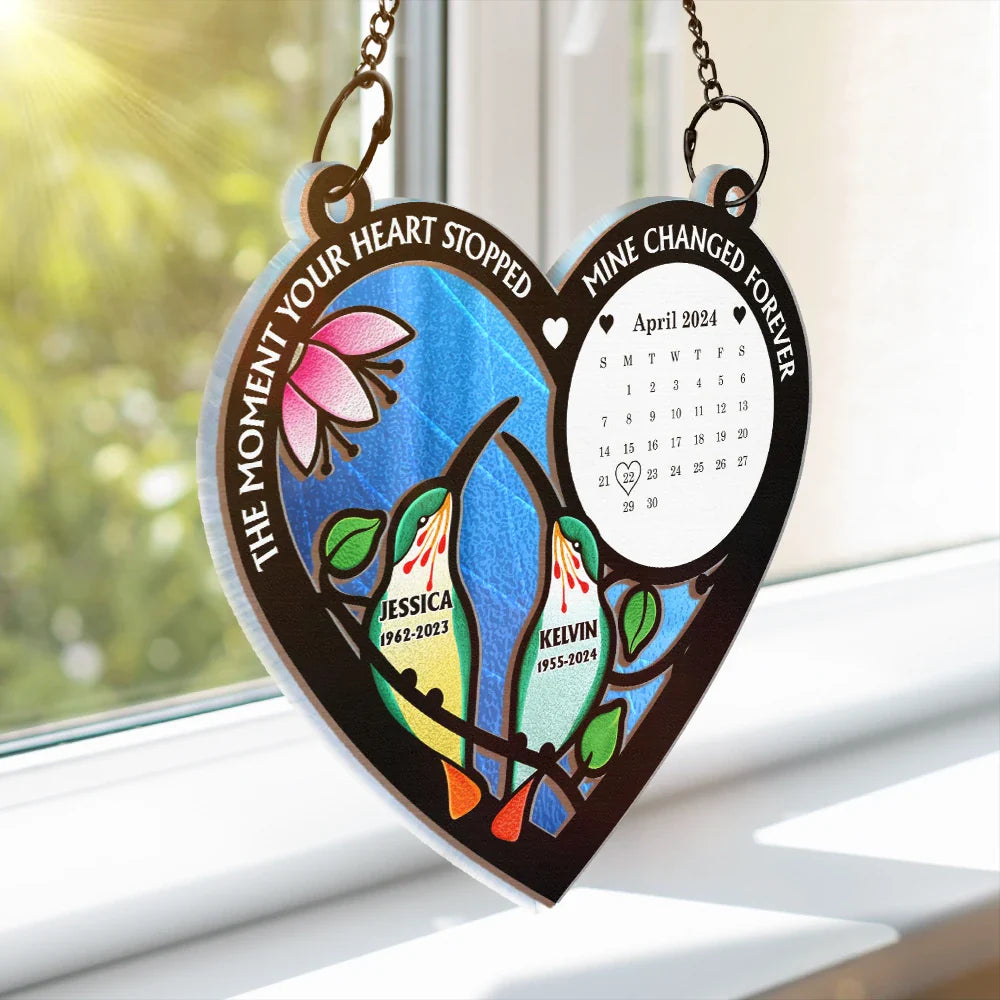 Calendar The Moment Your Heart Stop Memorial - Personalized Window Hanging Suncatcher Ornament ORNA1210