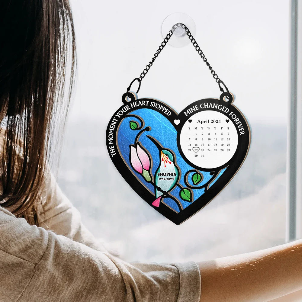 Calendar The Moment Your Heart Stop Memorial - Personalized Window Hanging Suncatcher Ornament ORNA1210